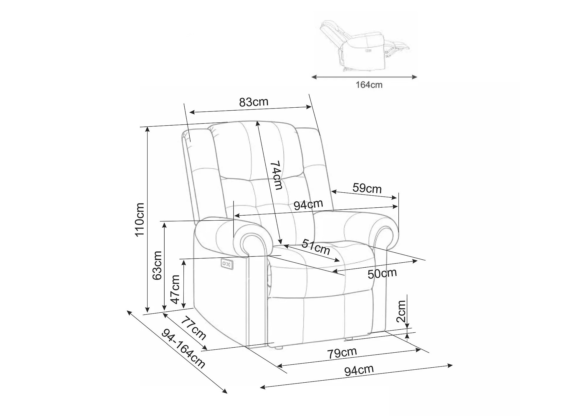 Fauteuil inclinable Detroit 966 (Raven 07)