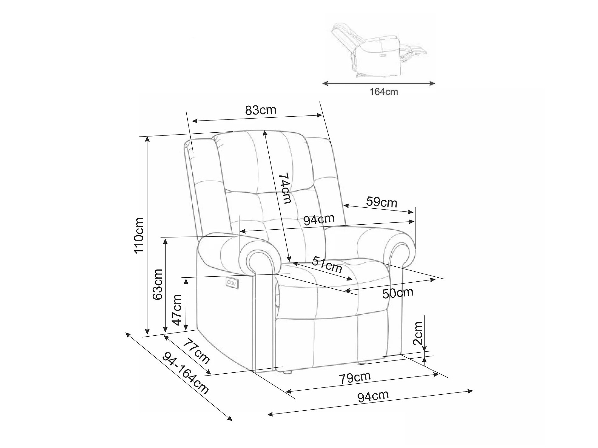 Fauteuil inclinable Detroit 966 (Raven 30)