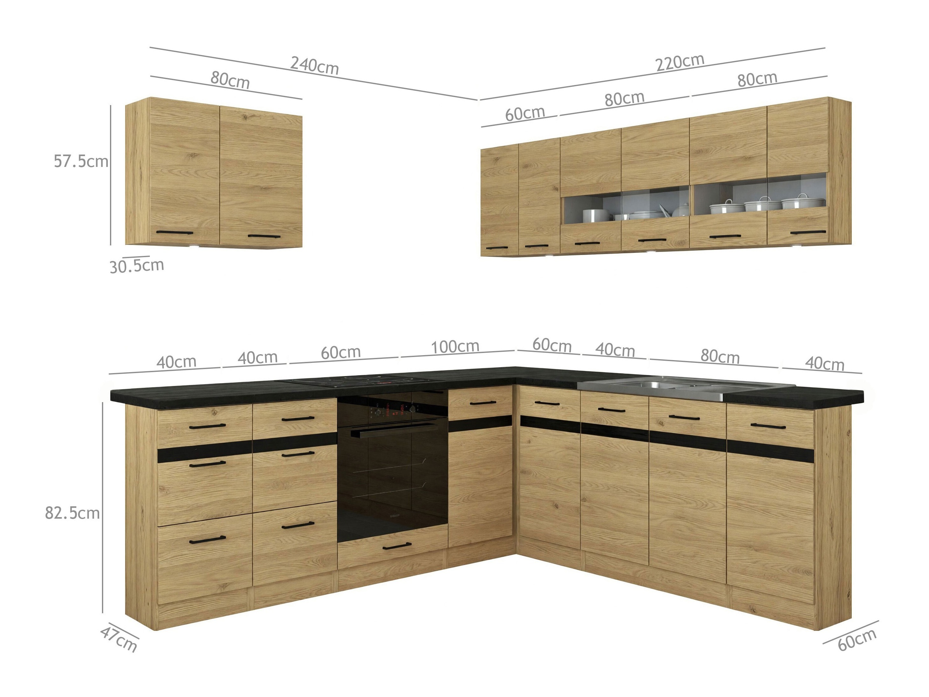 Cuisine complète modulaire Classic Grey Oak 121
