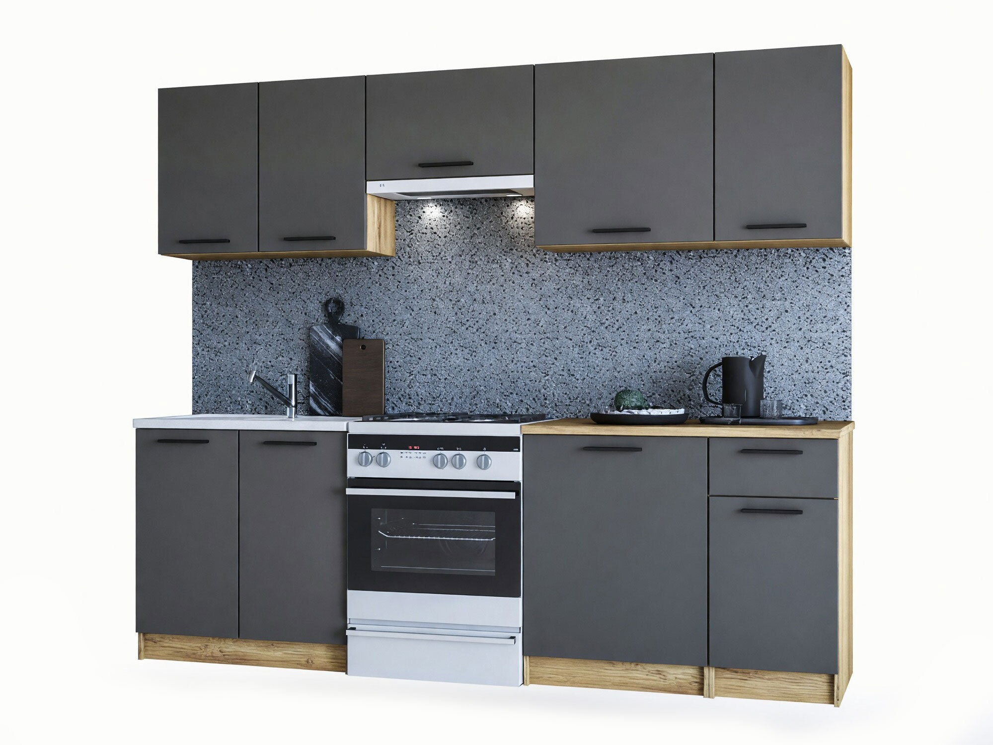 Cuisine complète Houston 856 (Anthracite + Craft chêne)