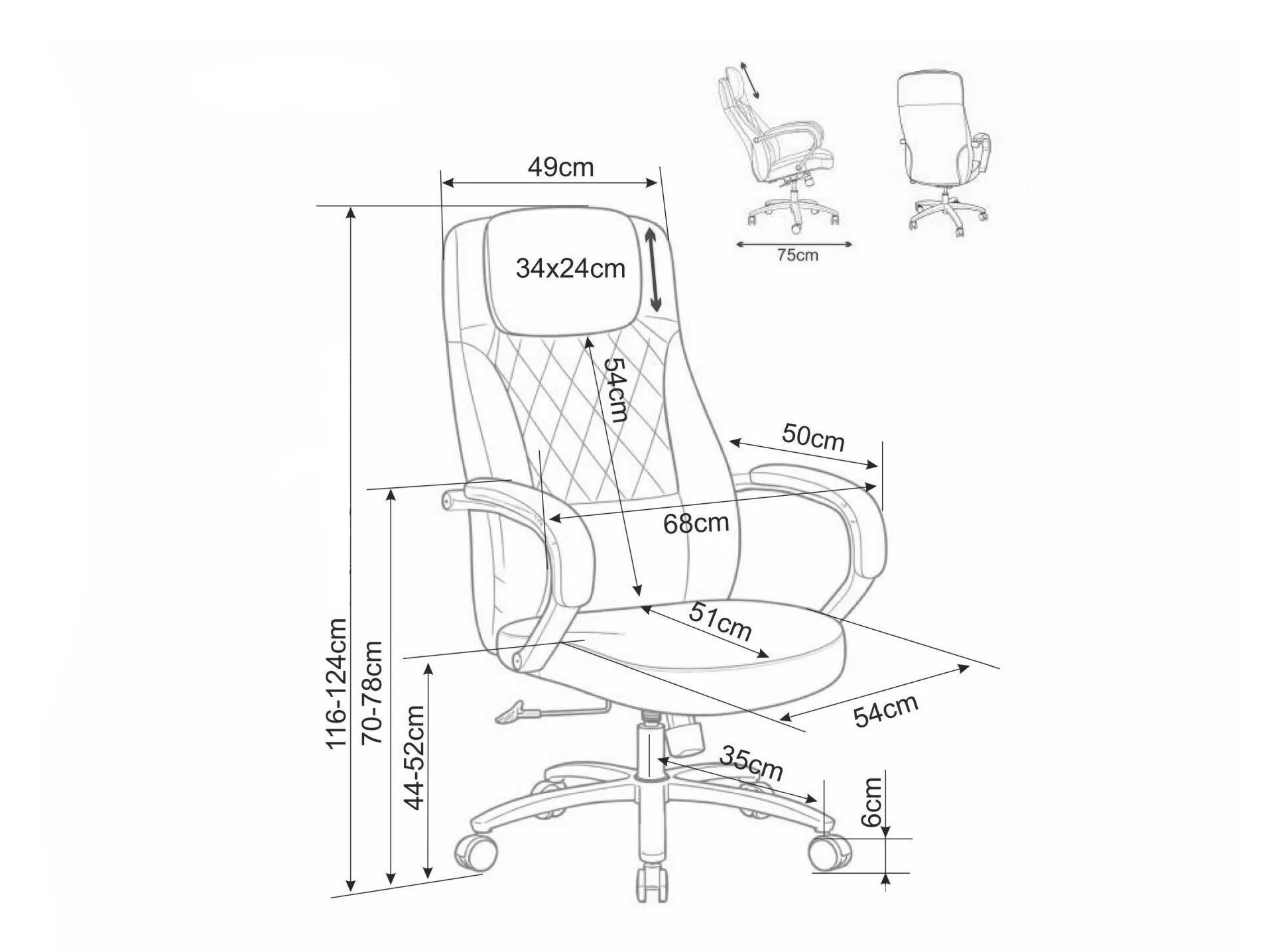 Chaise de bureau Detroit 970 (Gris)