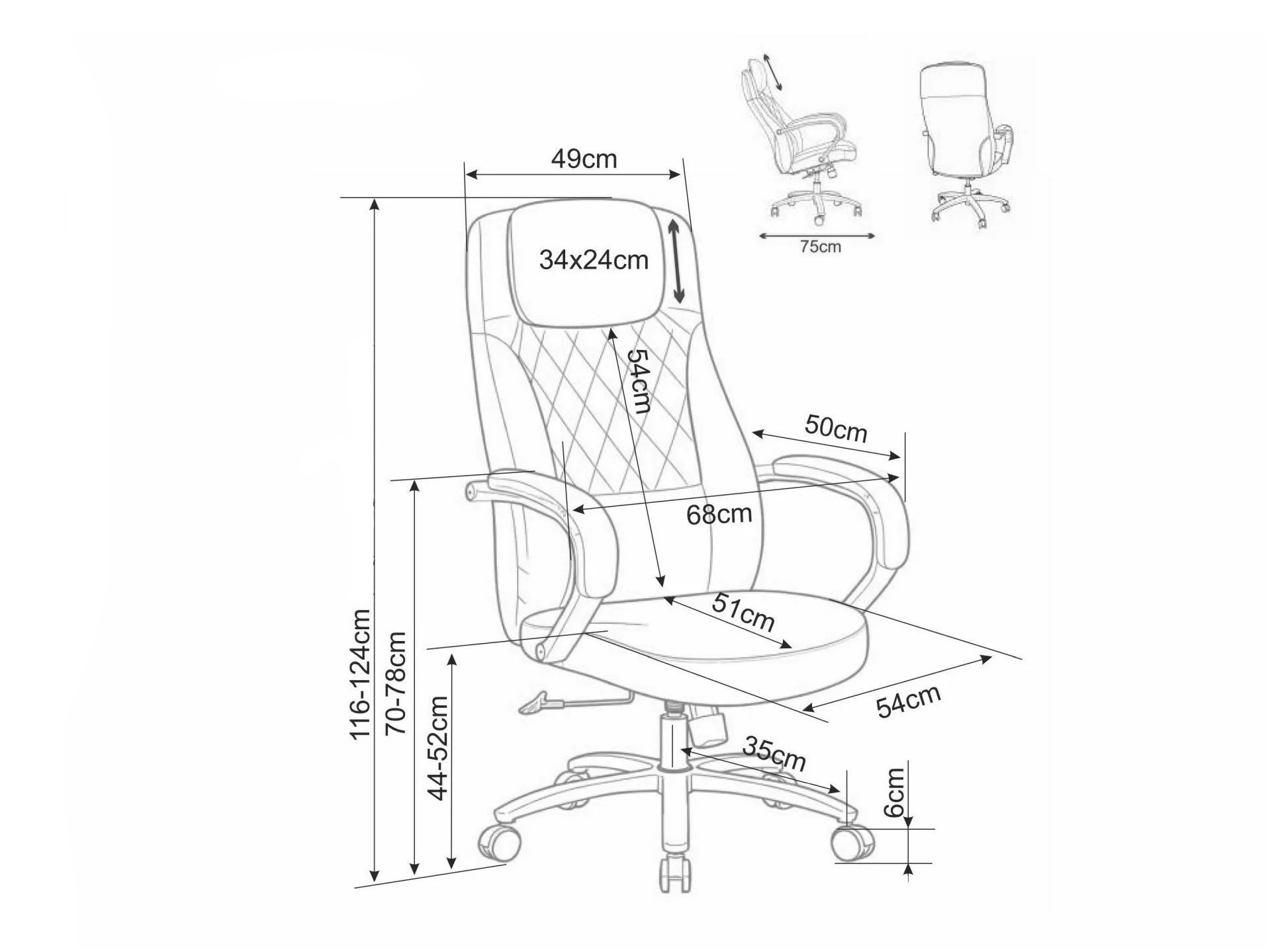 Chaise de bureau Detroit 970 (Noir)