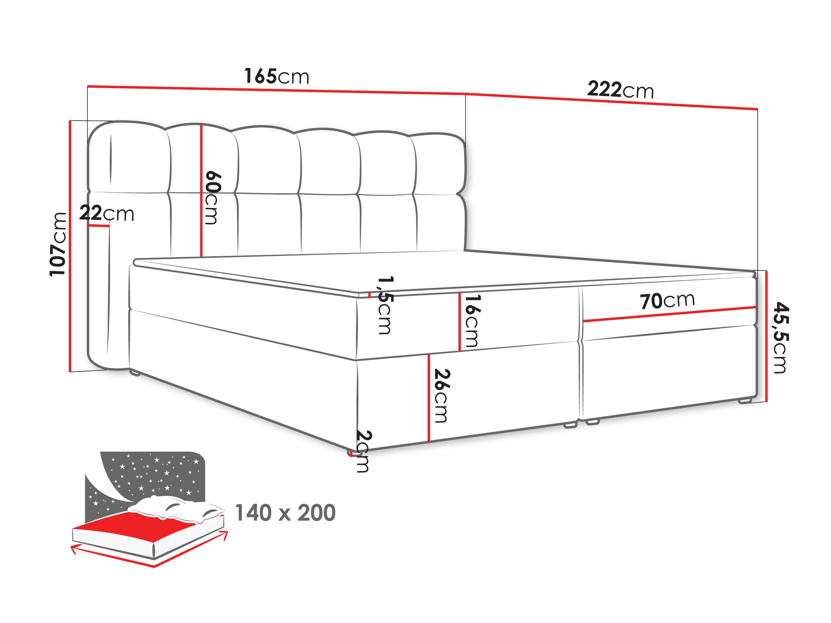 Lit boxspring Stonecrest 113 (Lambi 11)