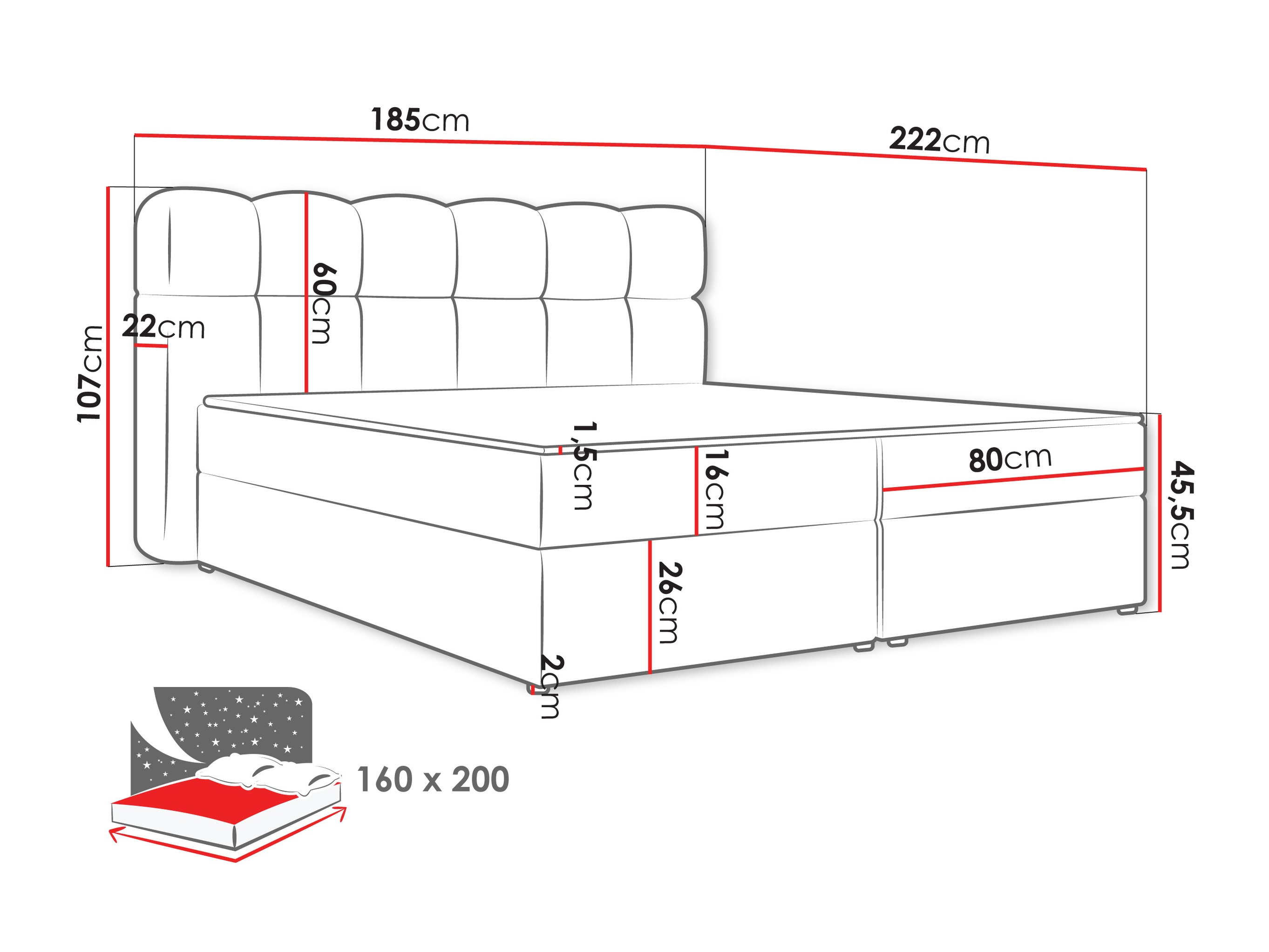 Lit boxspring Stonecrest 113 (Lambi 12)