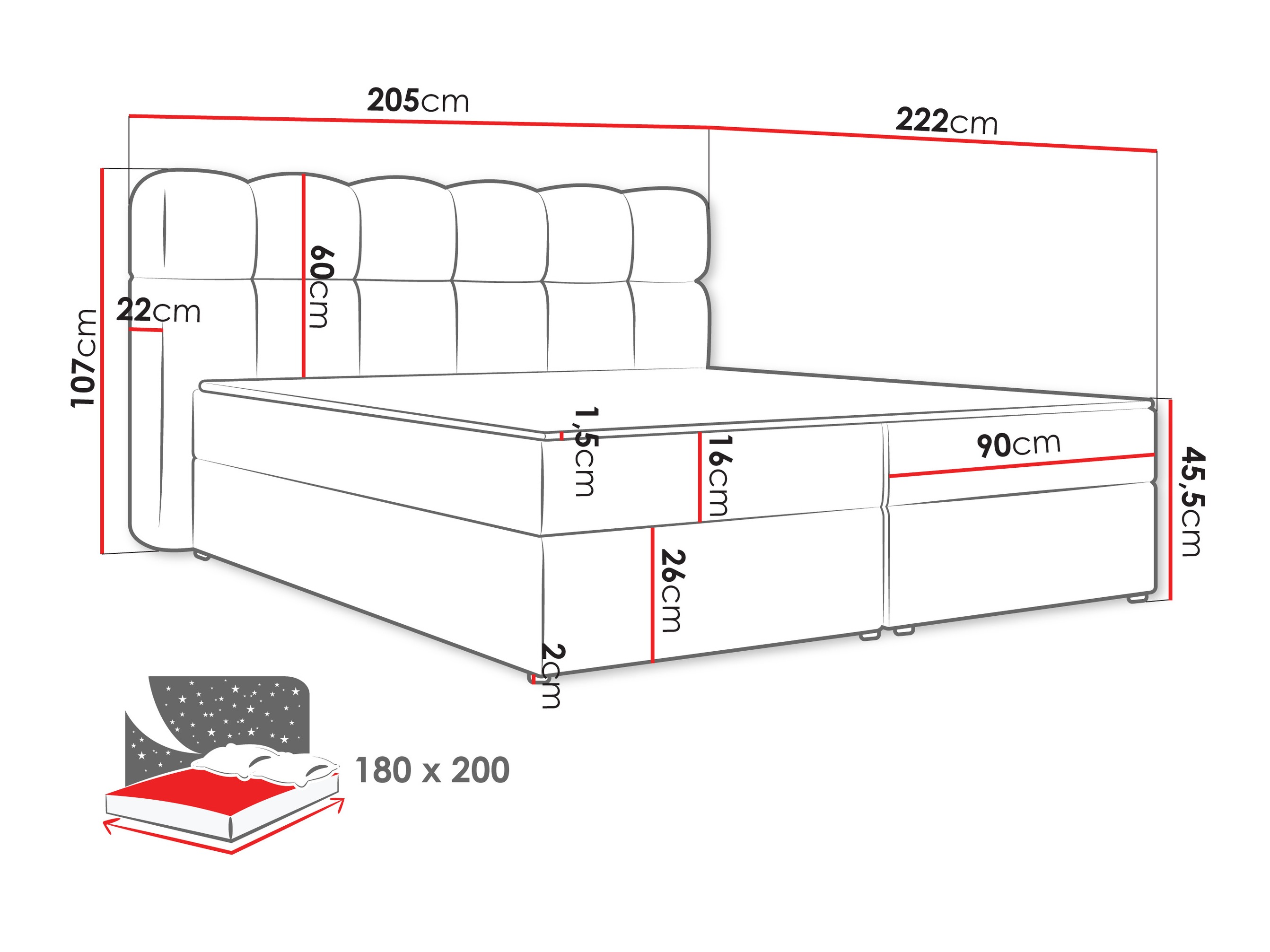 Lit boxspring Stonecrest 113 (Lambi 12)