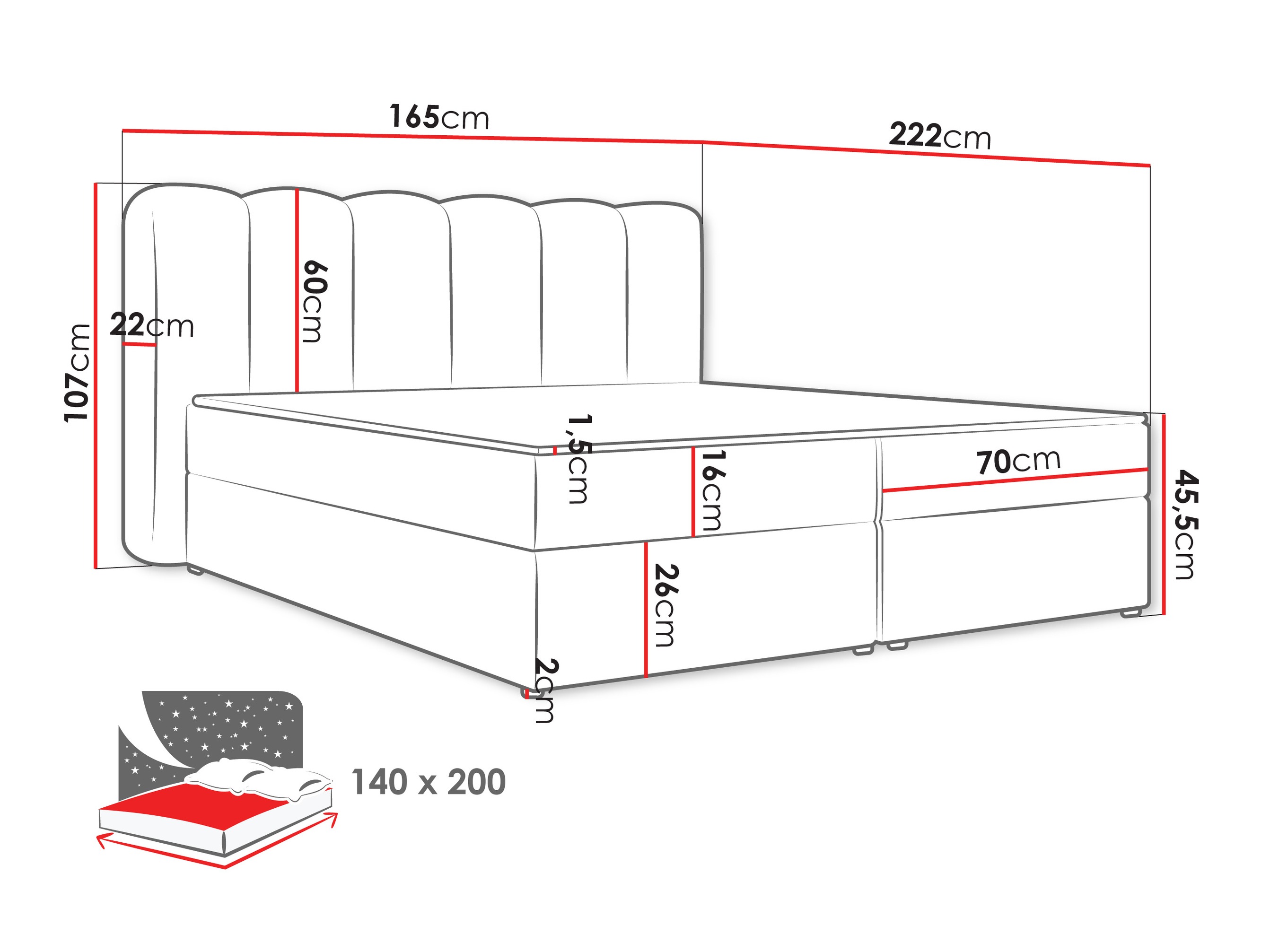 Lit boxspring Stonecrest 112 (Lambi 12)