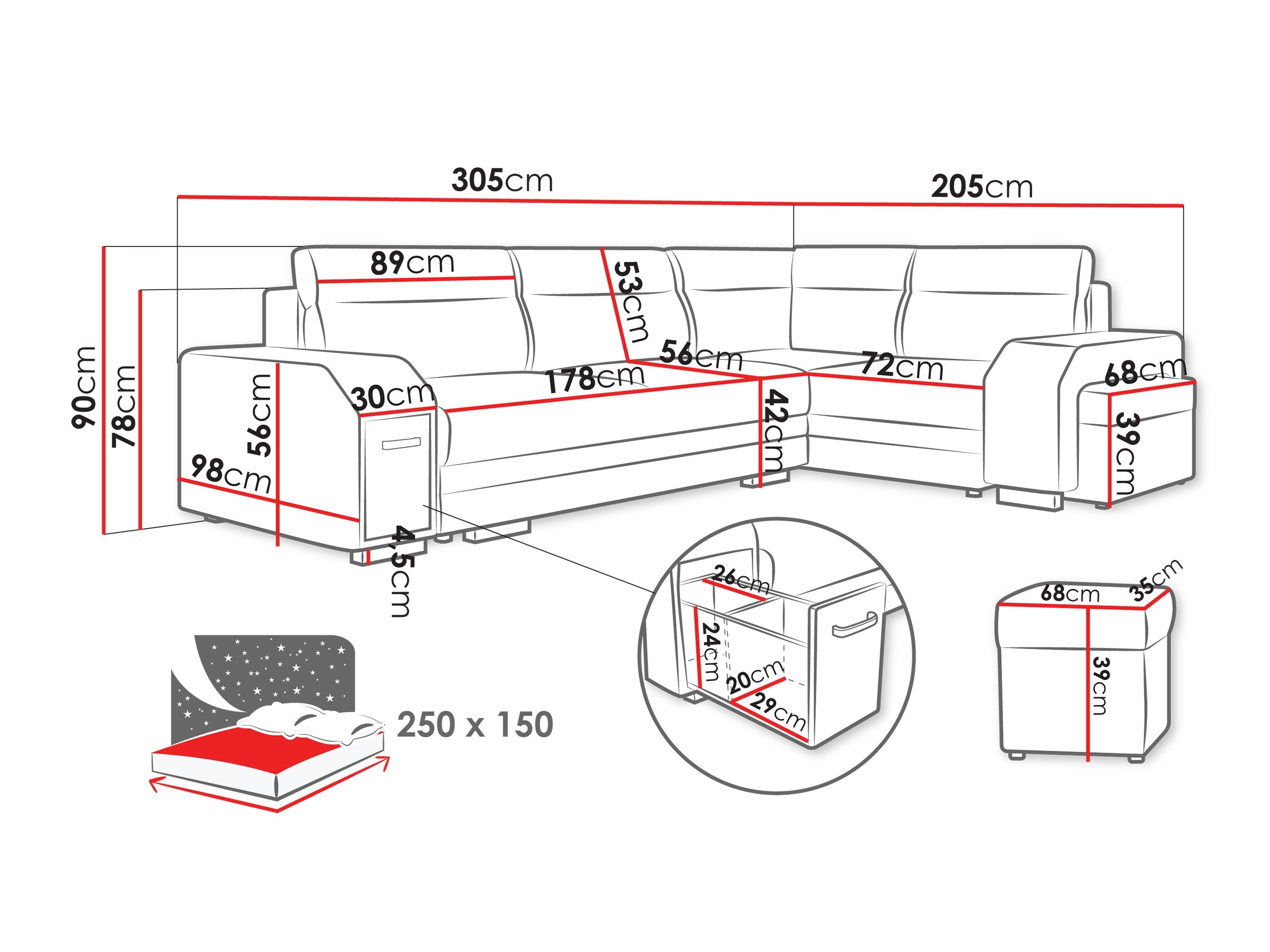Canapé d'angle Kingsport 117 (Nazar 225.05 + Nazar 225.04)