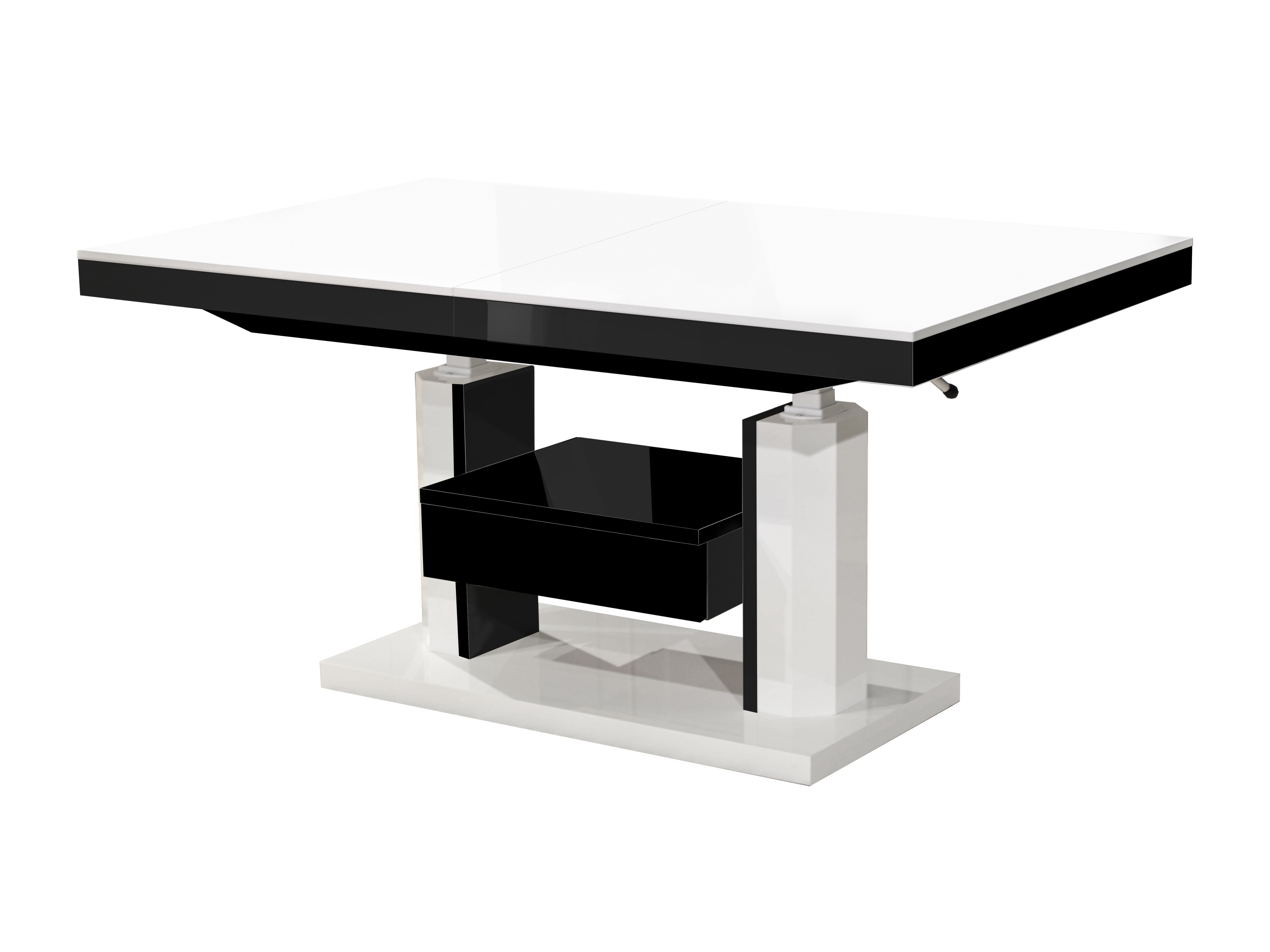 Table basse transformateur Hoboken 100 (Blanc brillant + Noir brillant)
