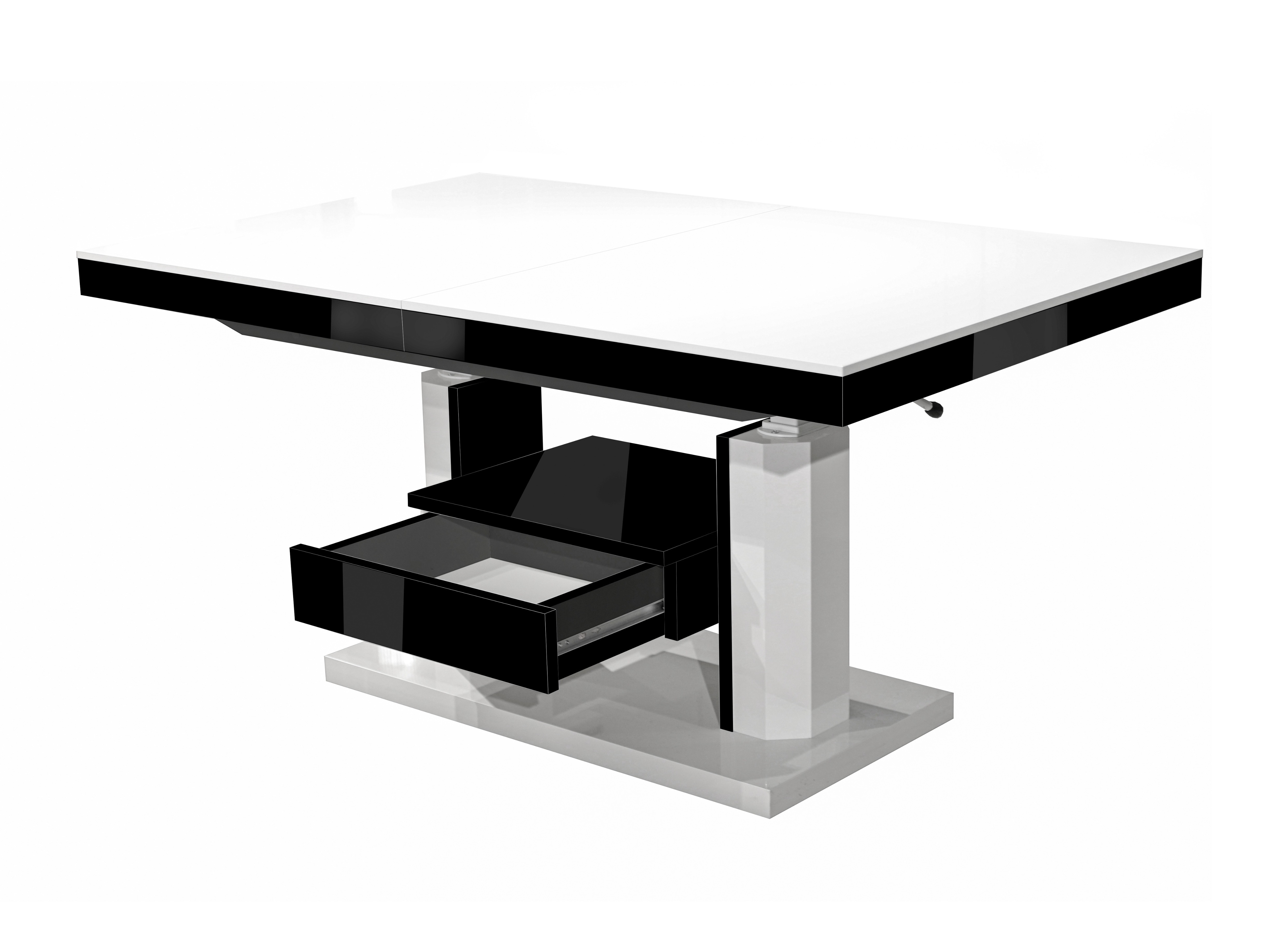Table basse transformateur Hoboken 100 (Blanc brillant + Noir brillant)
