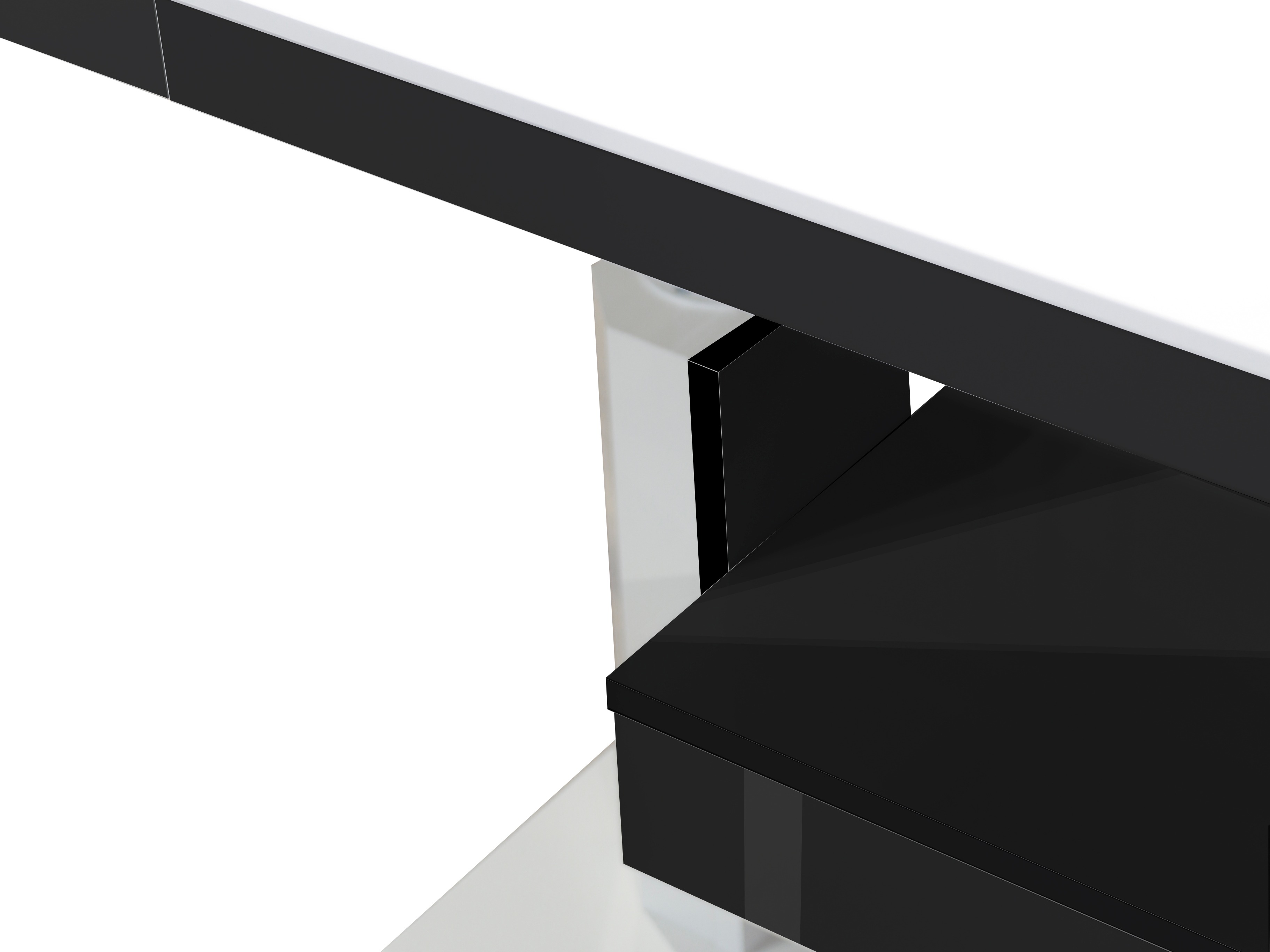 Table basse transformateur Hoboken 100 (Blanc brillant + Noir brillant)