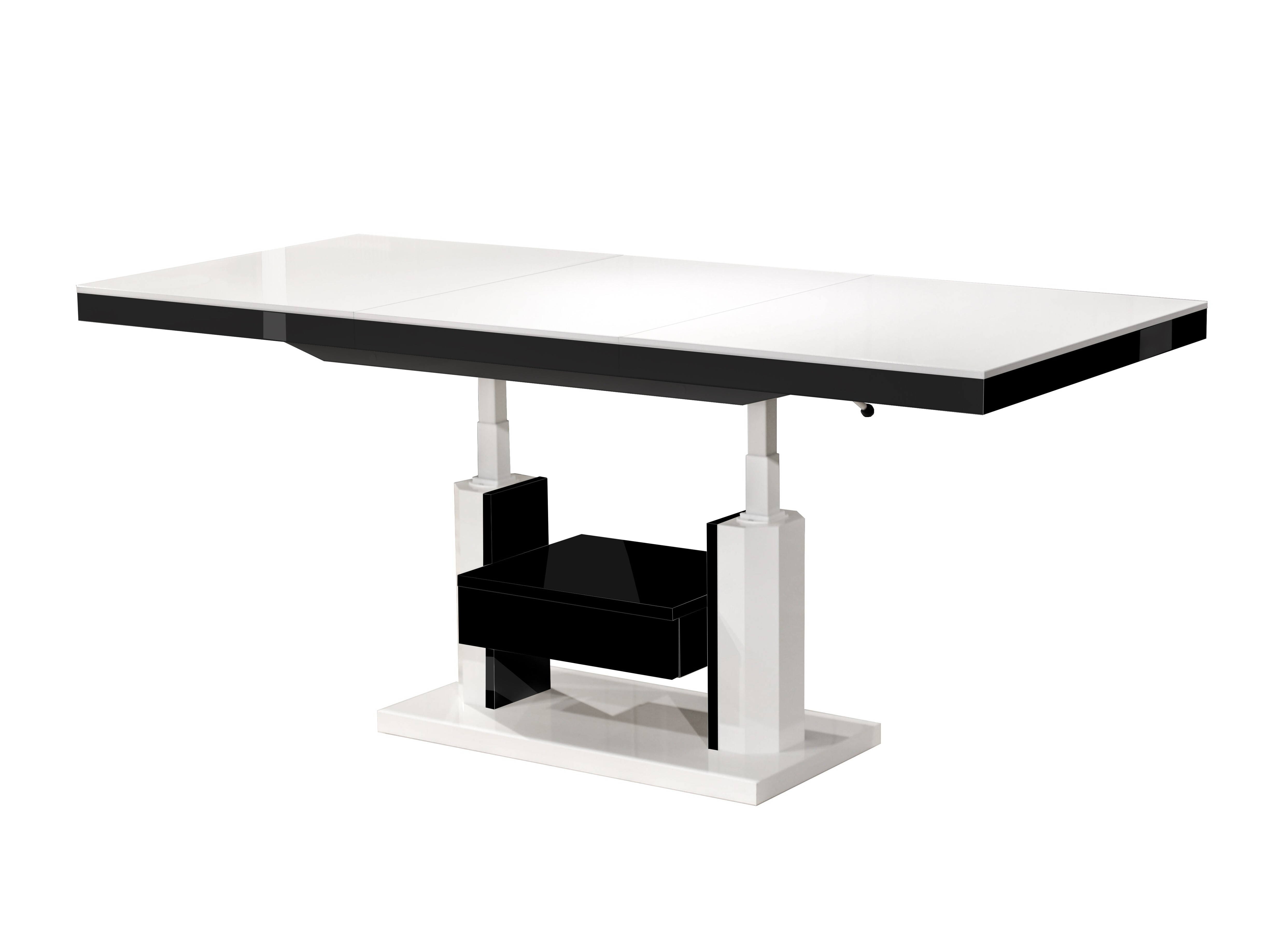 Table basse transformateur Hoboken 100 (Blanc brillant + Noir brillant)