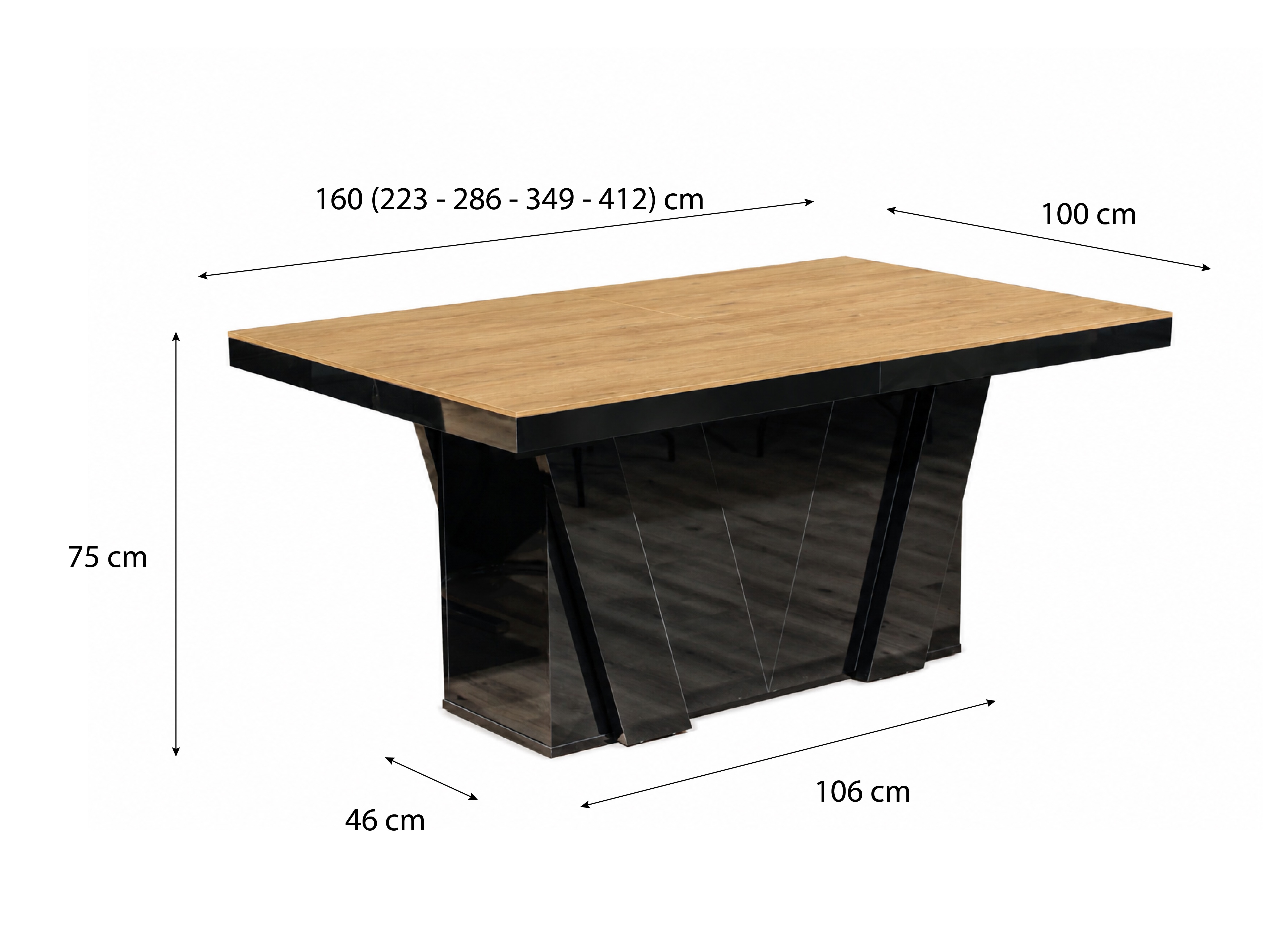 Table Hoboken 101 (Chêne + Noir brillant)