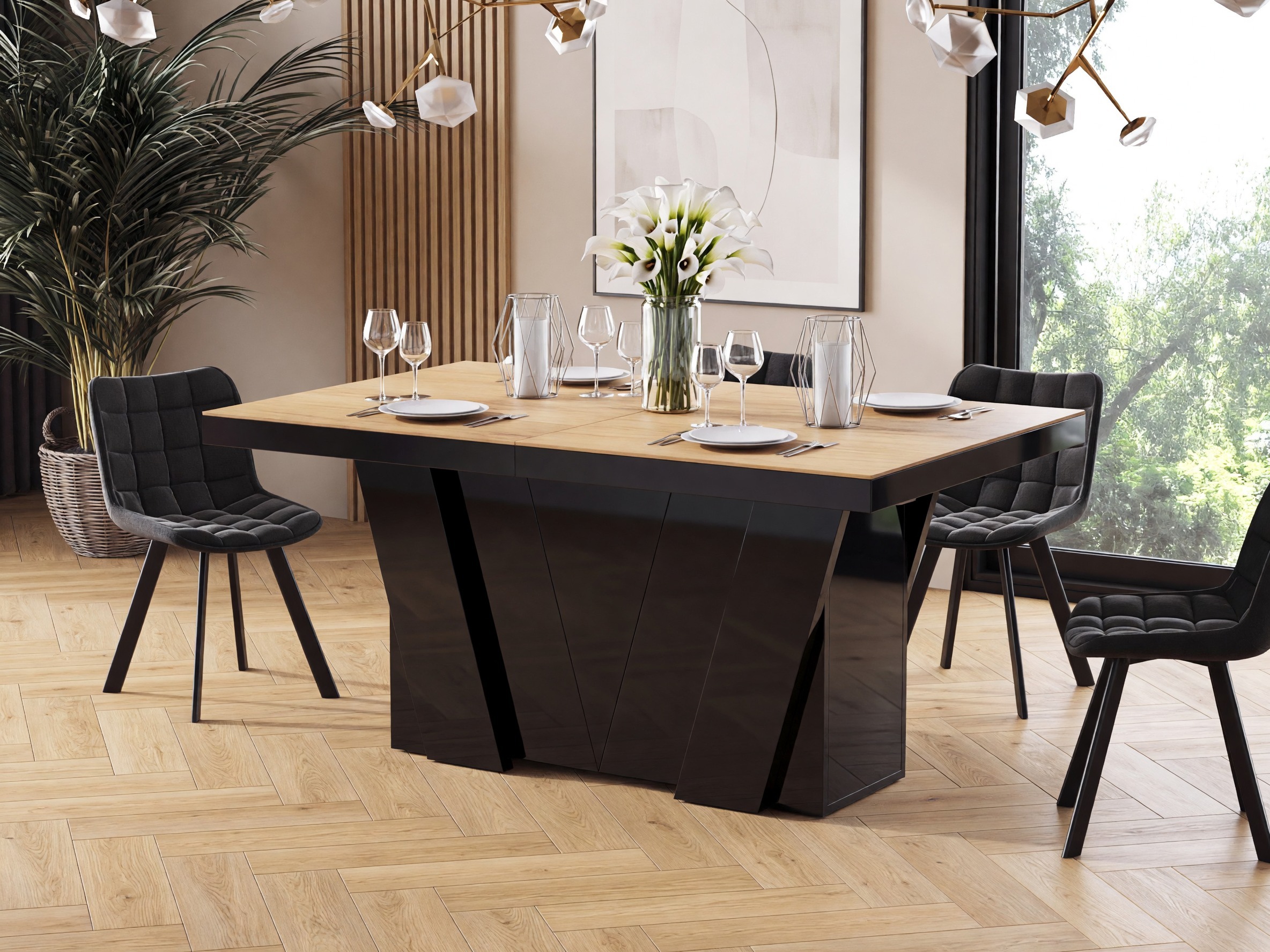 Table Hoboken 101 (Chêne + Noir brillant)