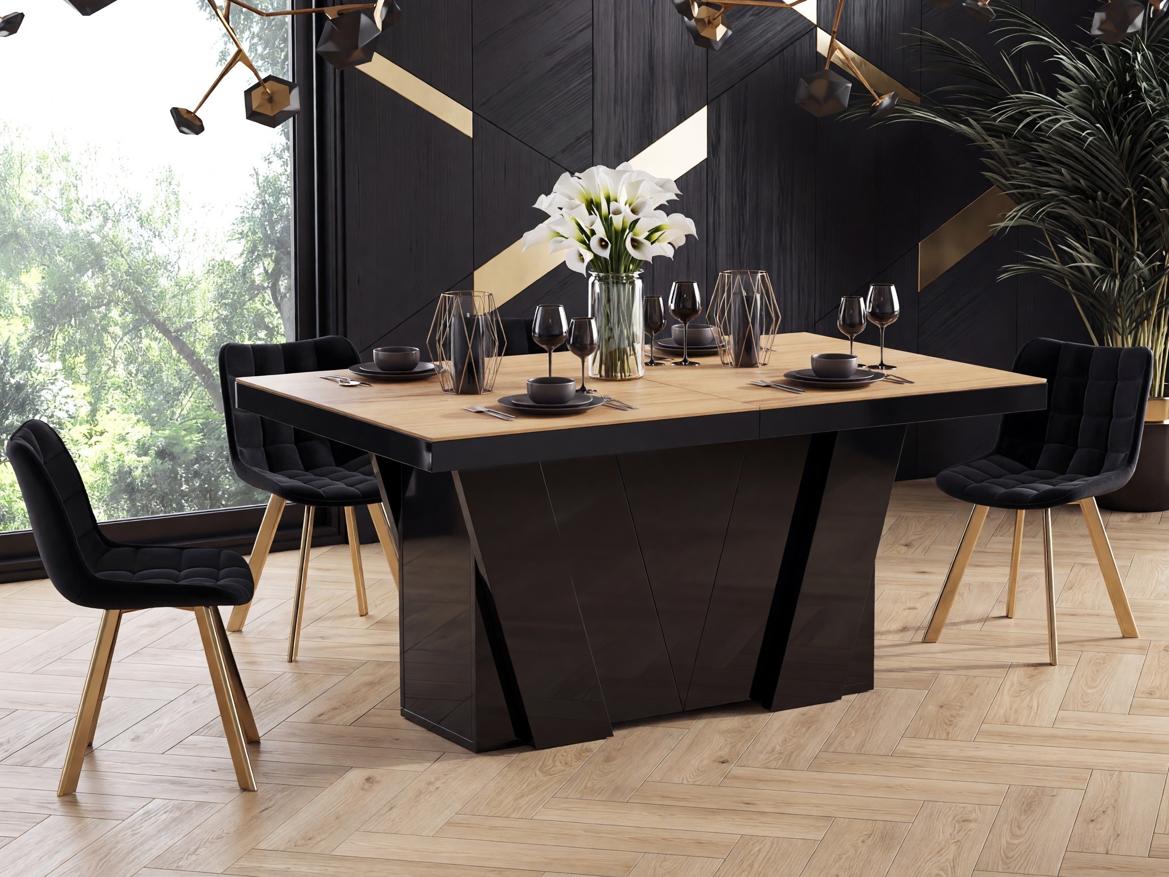 Table Hoboken 101 (Chêne + Noir brillant)