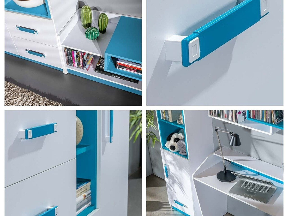 Meuble TV Lorlare 111 (Blanc + Turquoise)