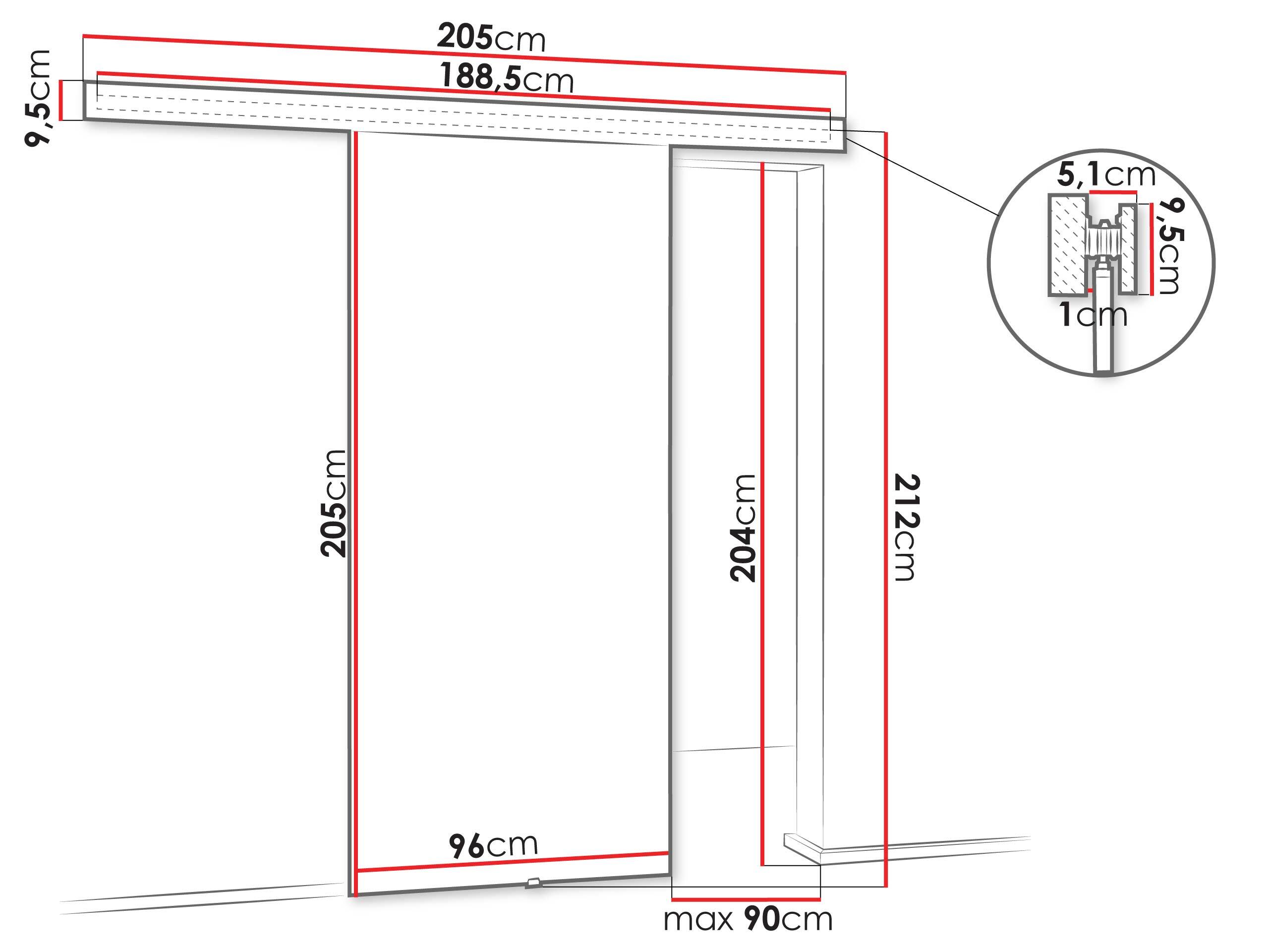 Porte coulissante Dover 203 (Anthracite + Noir)