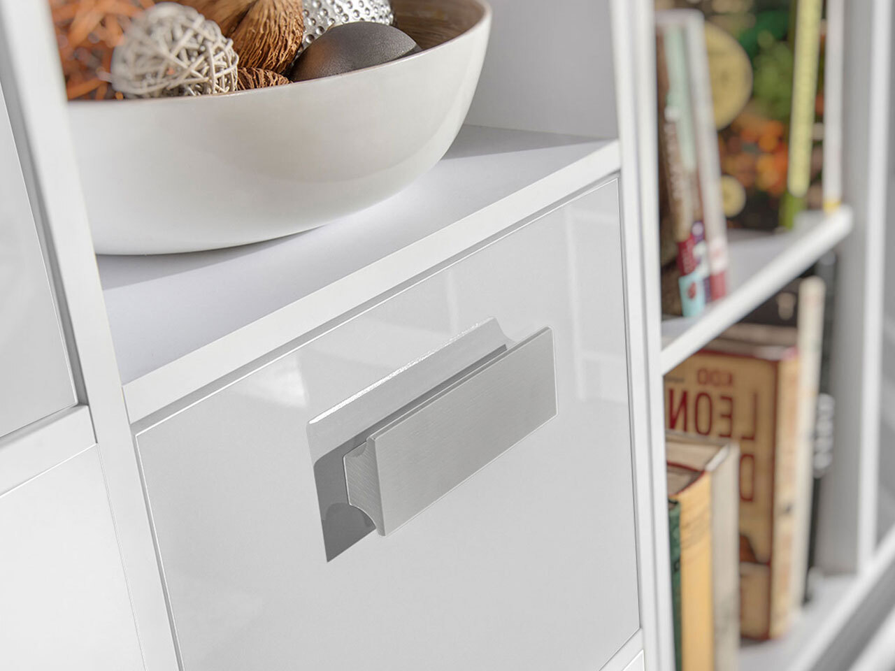 Chambre enfant complète Merevari 107 (Blanc + Blanc brillant + Gris)