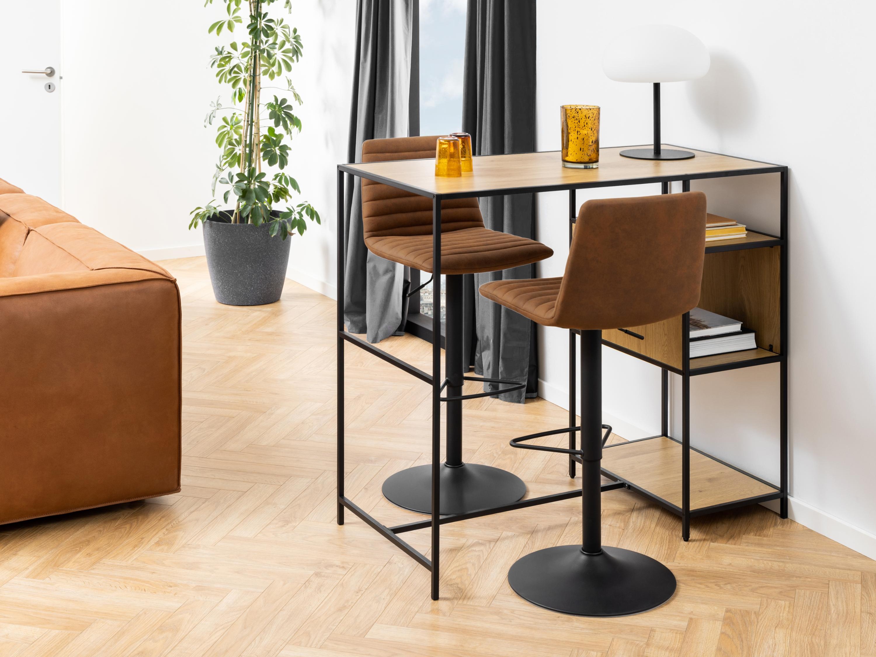 Chaise de bar mi-hauteur Norsica 501 (Marron + Noir)