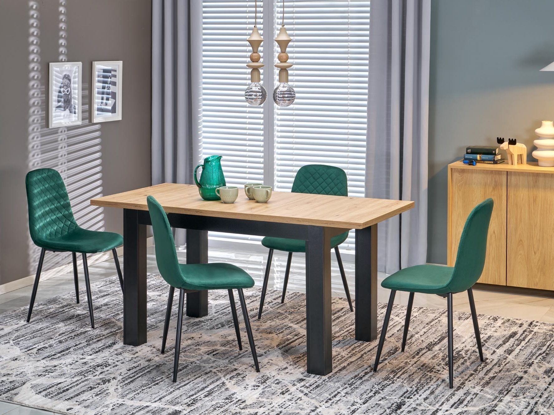Table Houston 2165 (Chêne Artisan + Noir)