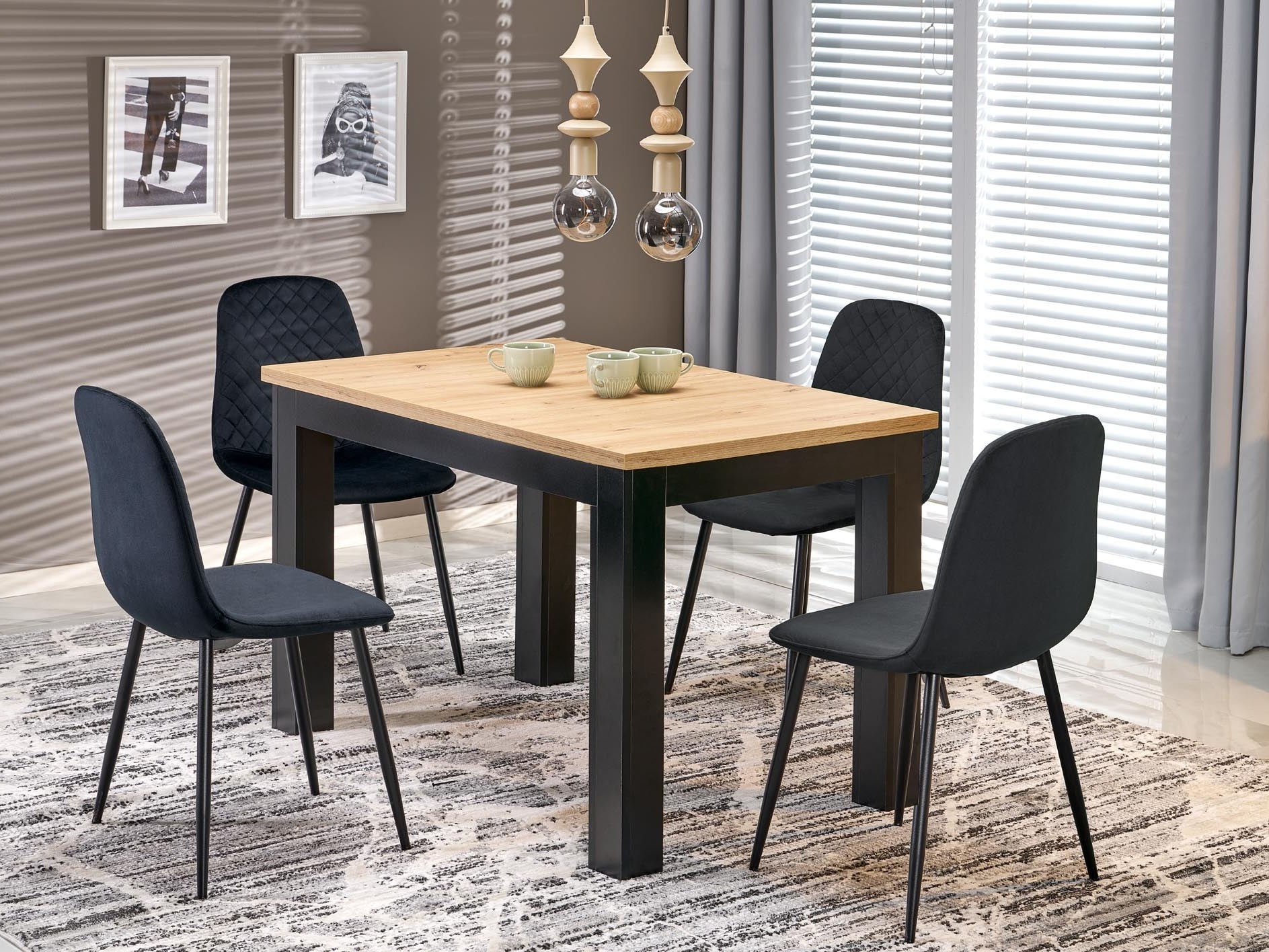 Table Houston 2165 (Chêne Artisan + Noir)
