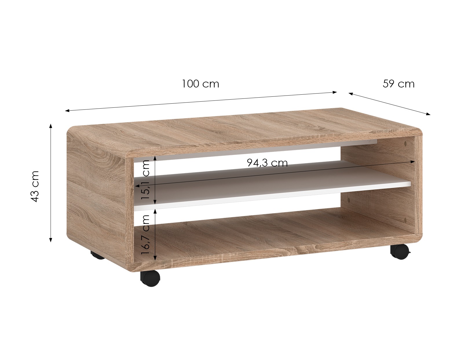 Table basse Ontario 239 (Sonoma chêne + Blanc)