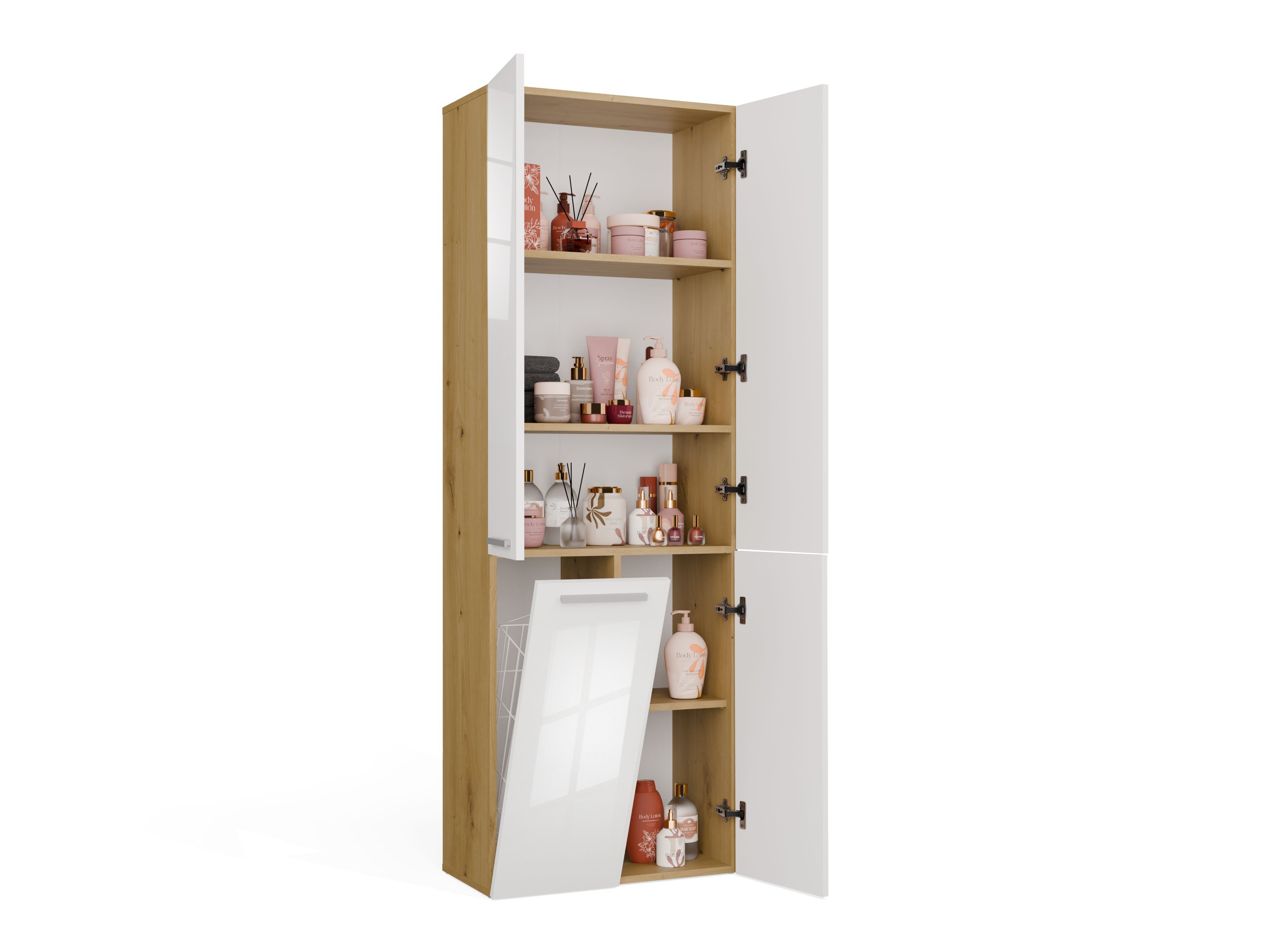 Armoire de bain à poser Nolmaru 100 (Chêne Artisan + Blanc brillant)