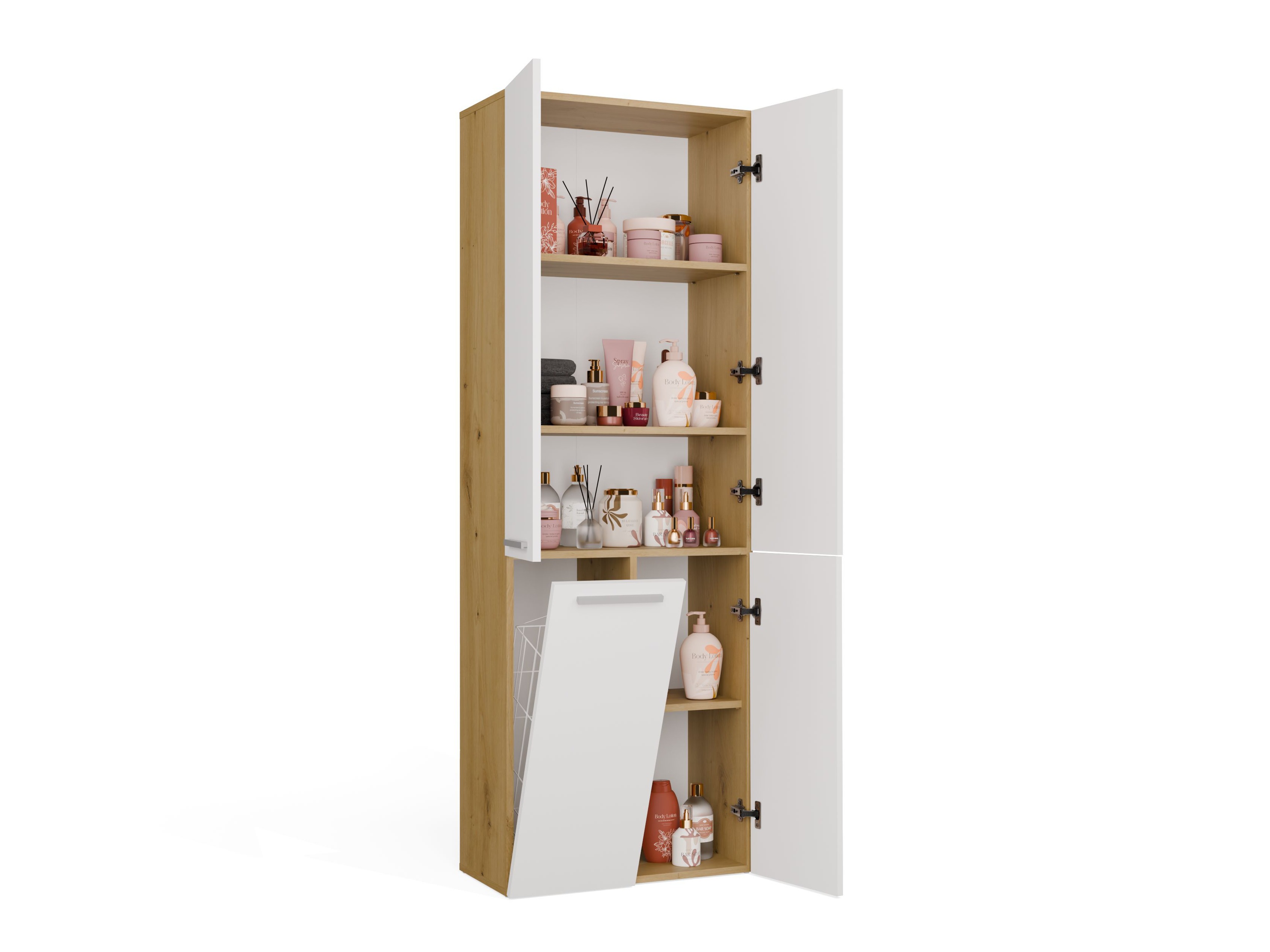 Armoire de bain à poser Nolmaru 100 (Chêne Artisan + Blanc)