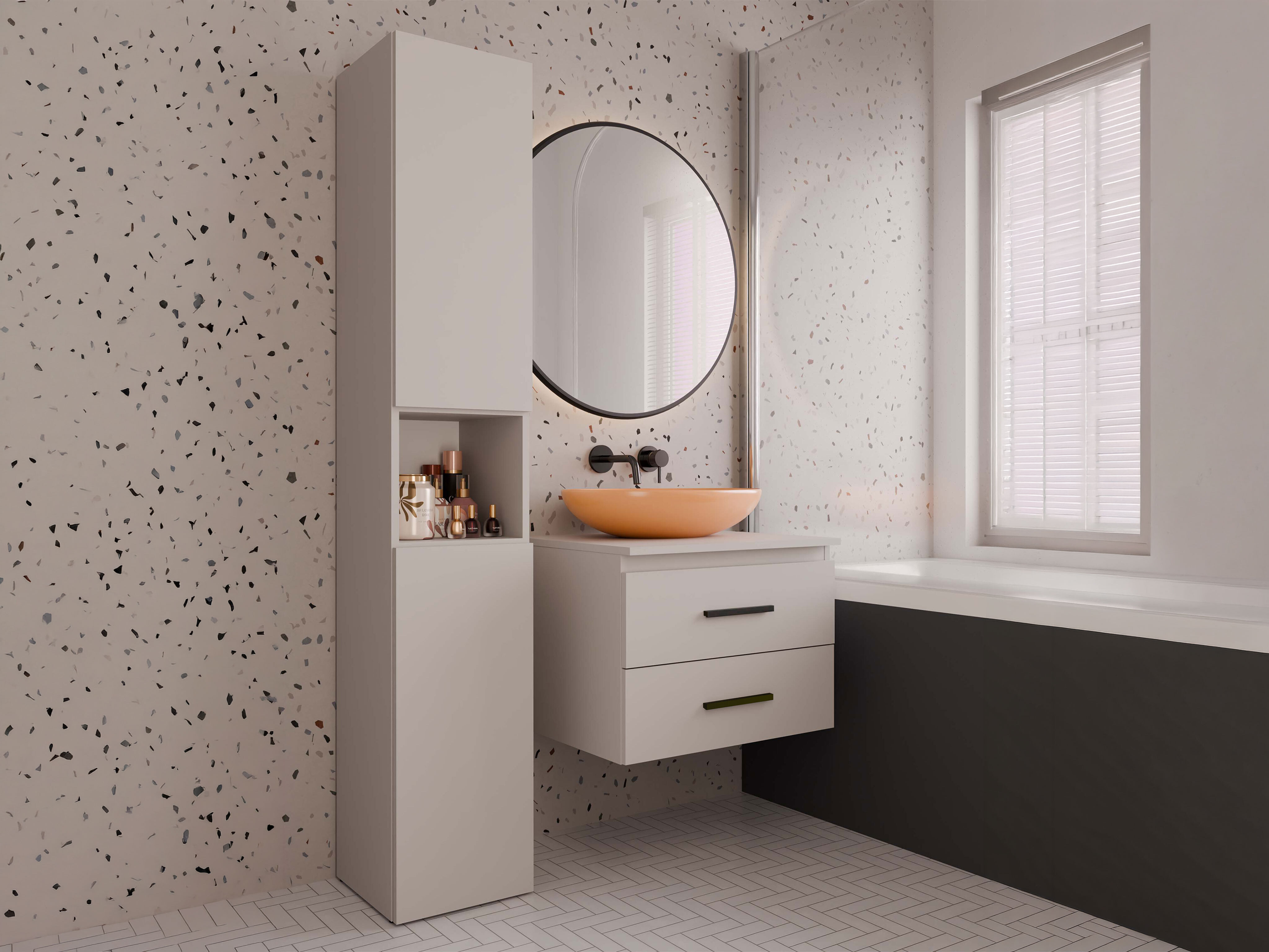 Armoire de salle de bains murale pour lavabo Nolmaru 112 (Cachemire)