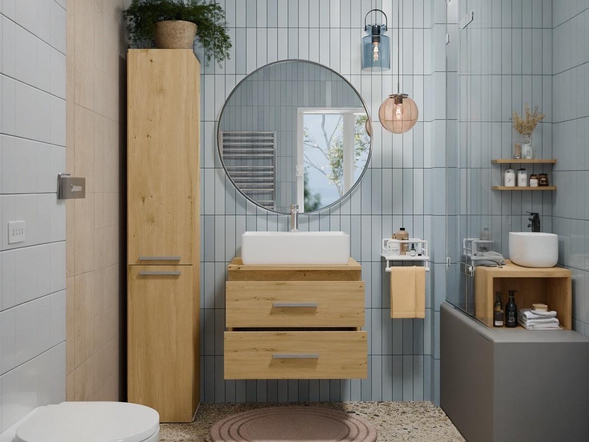 Armoire de salle de bains murale pour lavabo Nolmaru 112 (Chêne Artisan)