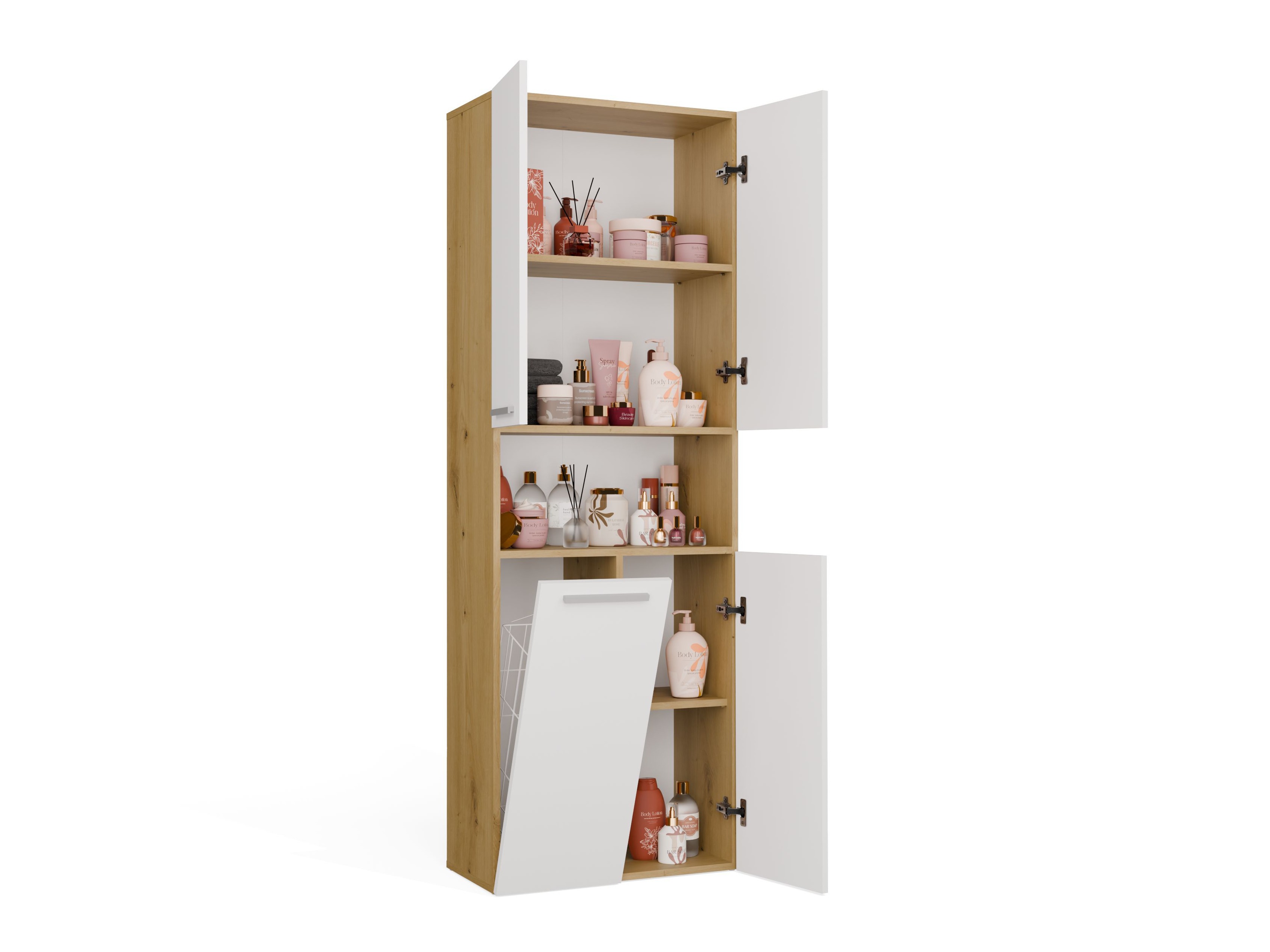 Armoire de bain à poser Nolmaru 101 (Chêne Artisan + Blanc)