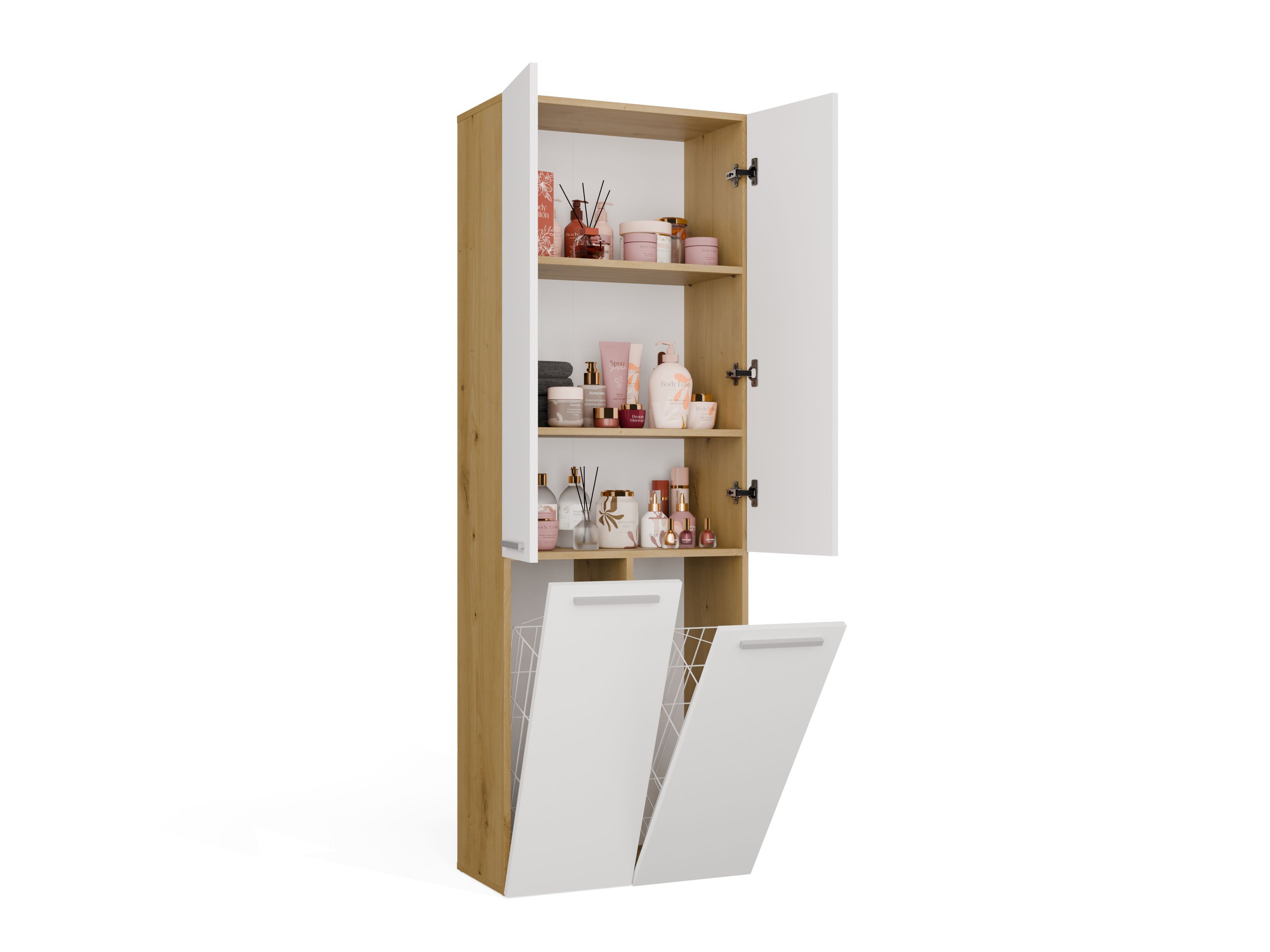 Armoire de bain à poser Nolmaru 102 (Chêne Artisan + Blanc)
