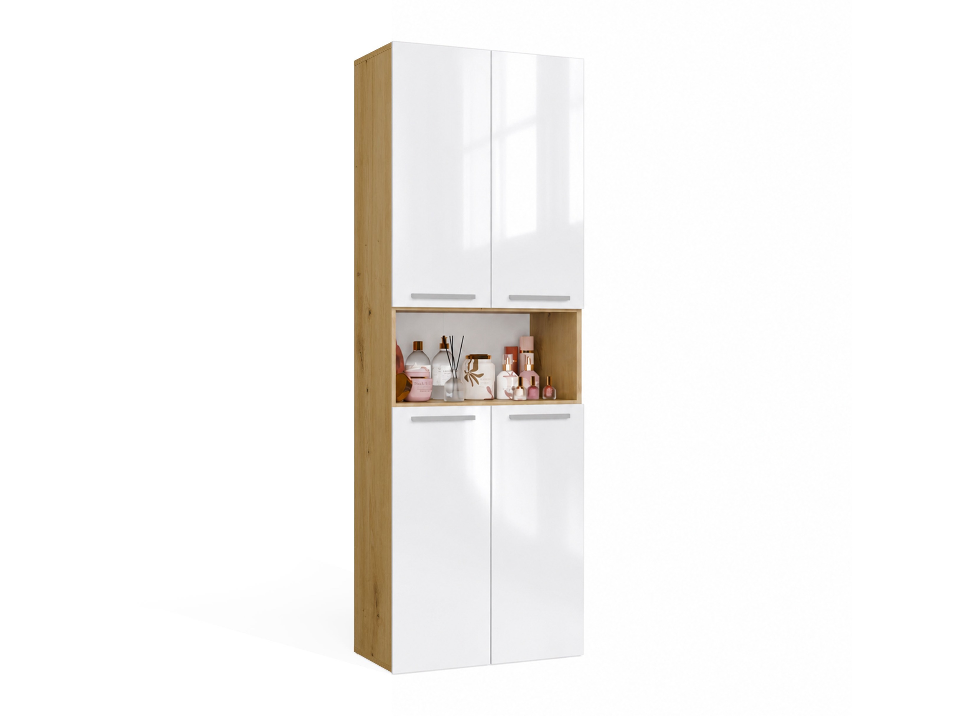 Armoire de bain à poser Nolmaru 103 (Chêne Artisan + Blanc brillant)