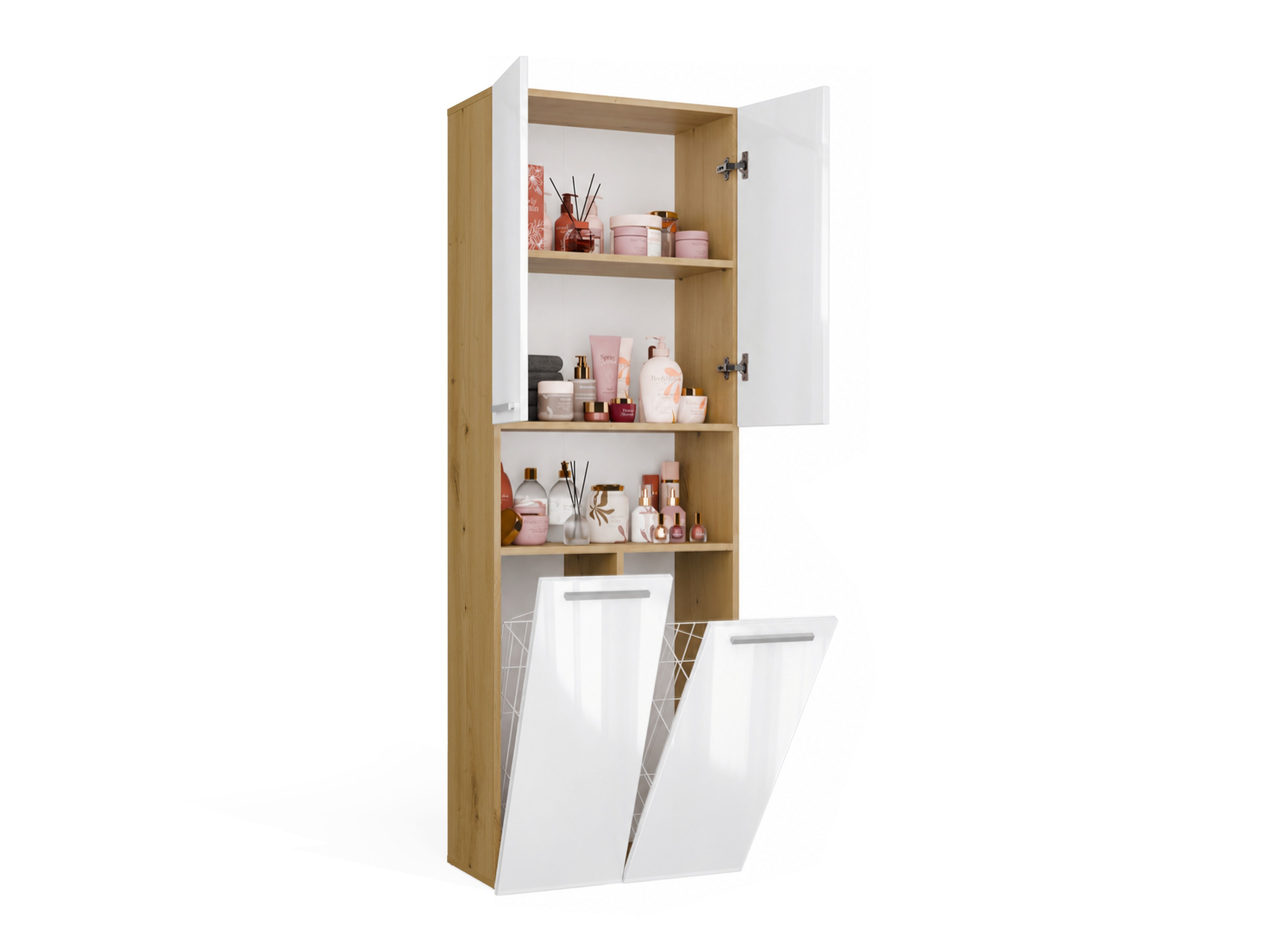Armoire de bain à poser Nolmaru 103 (Chêne Artisan + Blanc brillant)