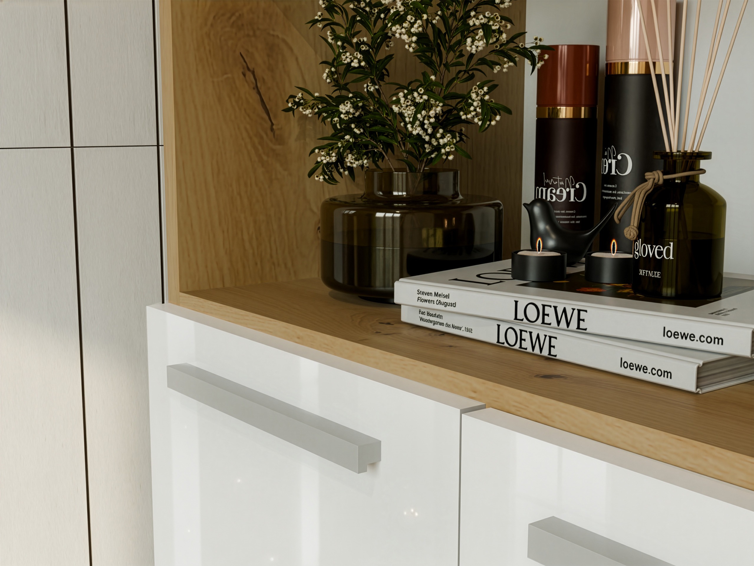 Armoire de bain à poser Nolmaru 103 (Chêne Artisan + Blanc brillant)