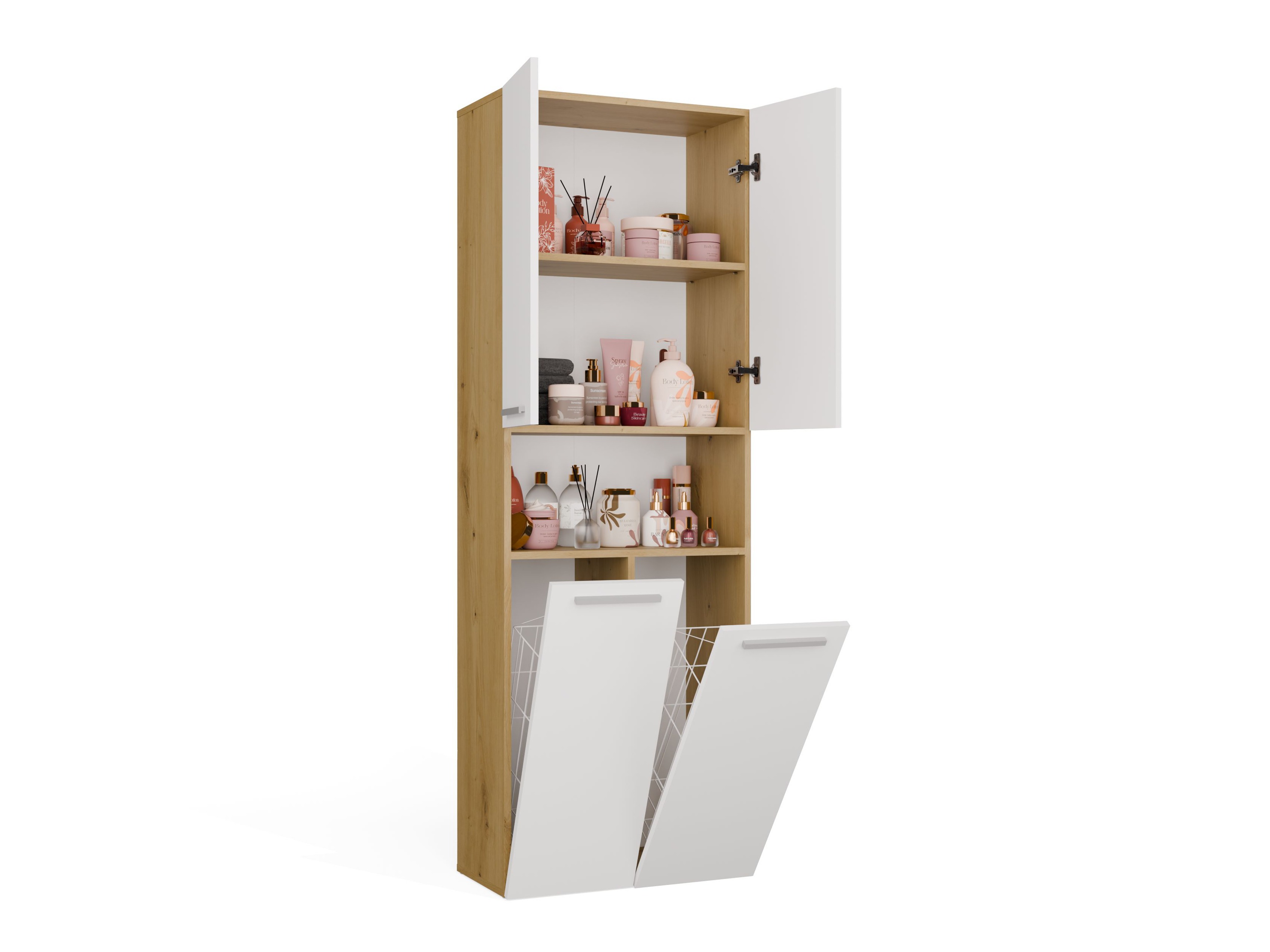Armoire de bain à poser Nolmaru 103 (Chêne Artisan + Blanc)