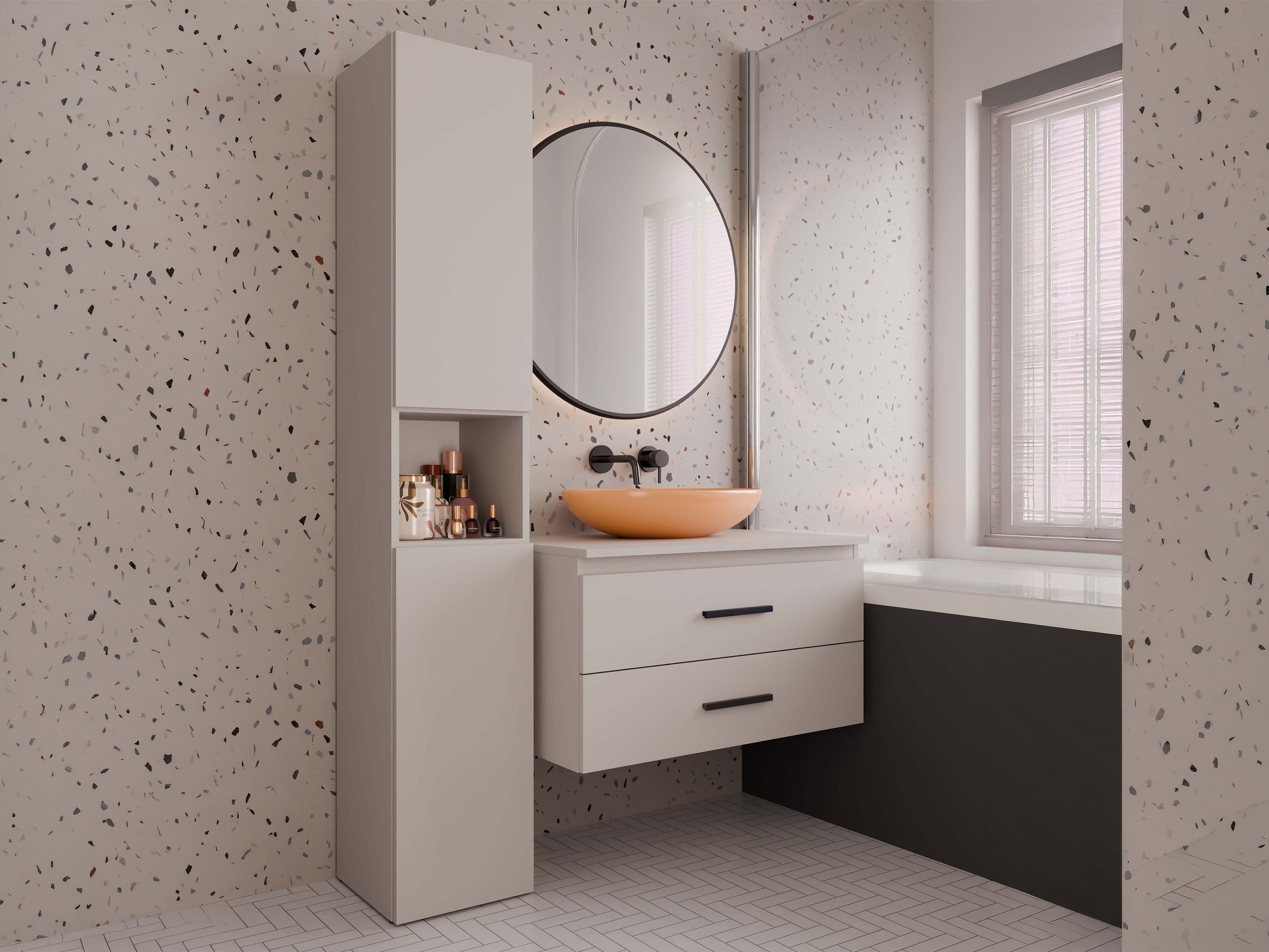 Armoire de salle de bains murale pour lavabo Nolmaru 113 (Cachemire)