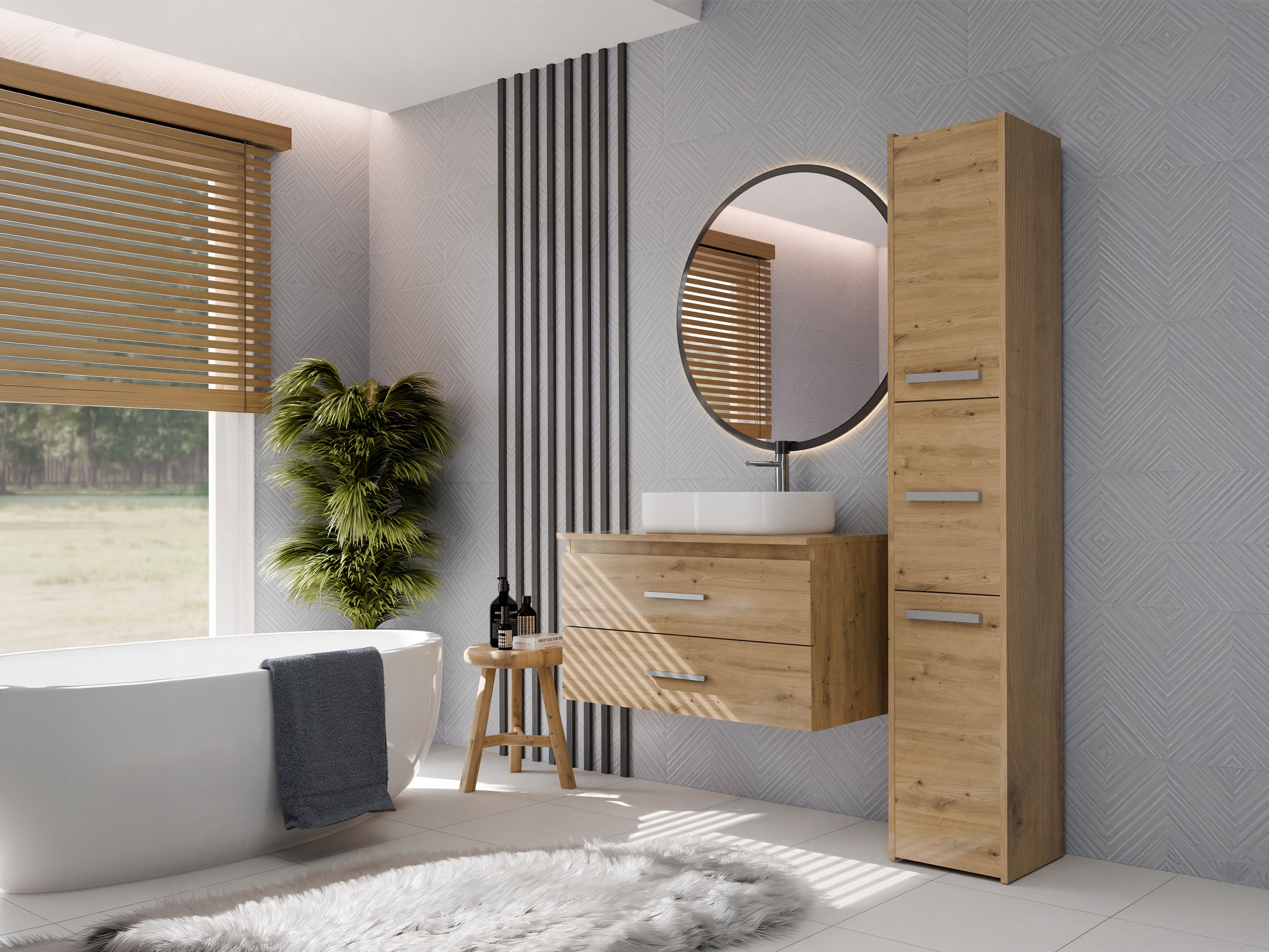 Armoire de salle de bains murale pour lavabo Nolmaru 113 (Chêne Artisan)