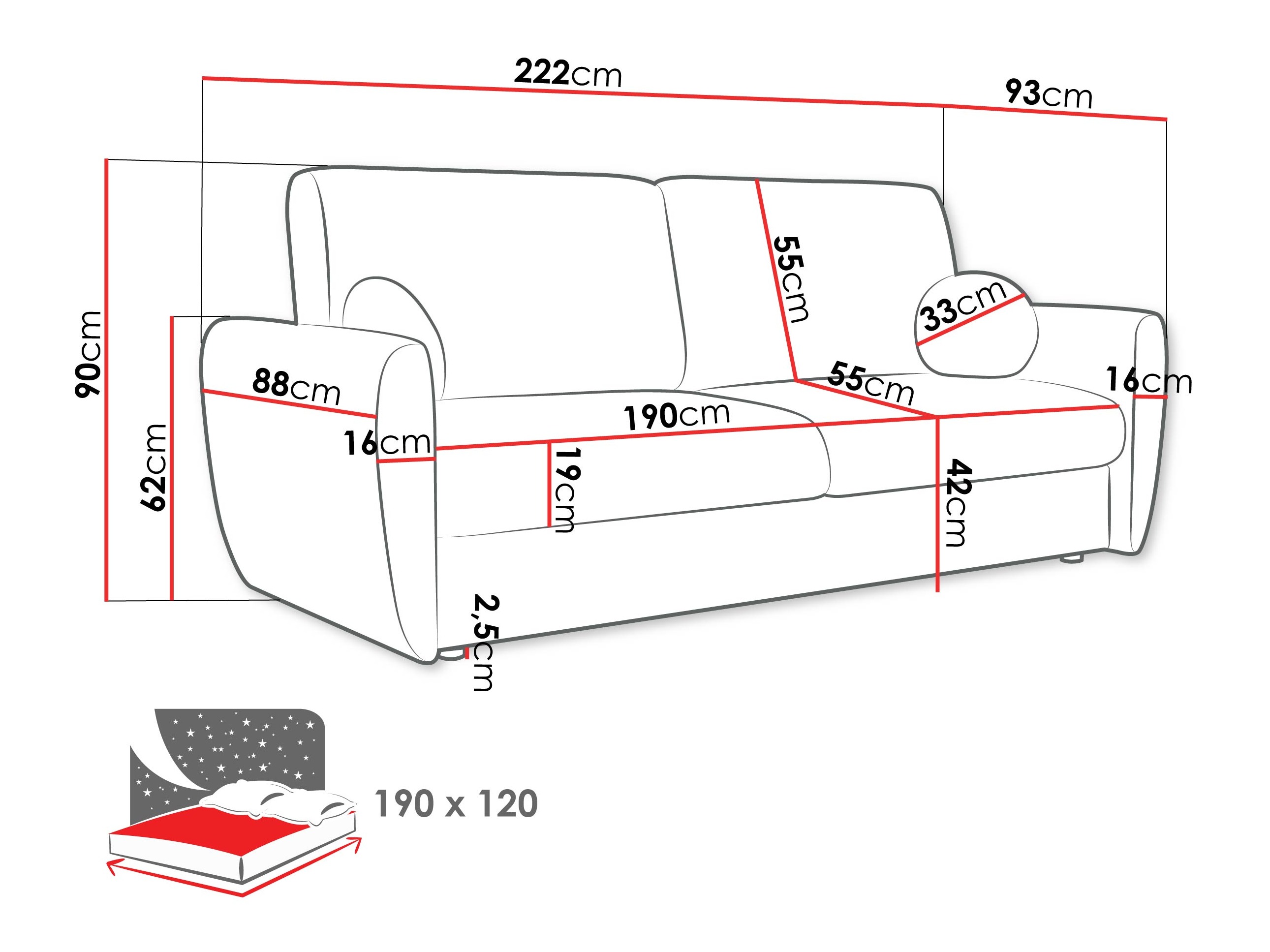 Canapé convertible Pagis (Taro 11)