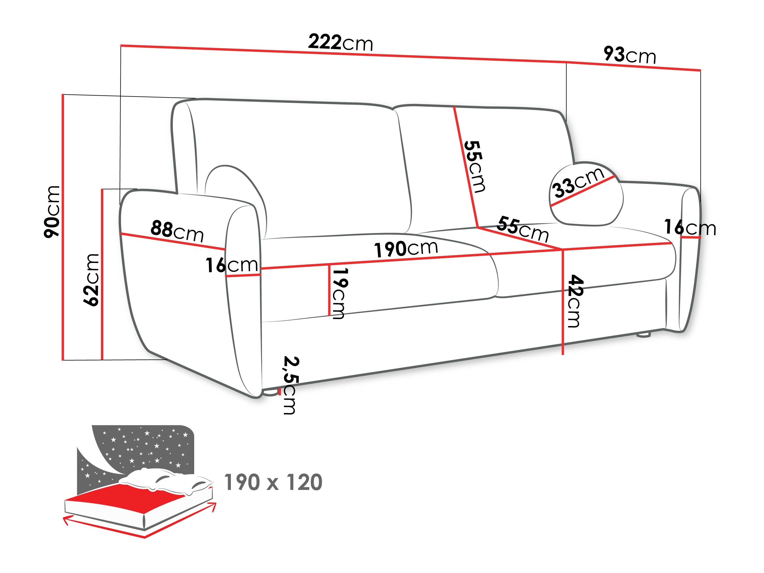 Canapé convertible Pagis (Taro 25)