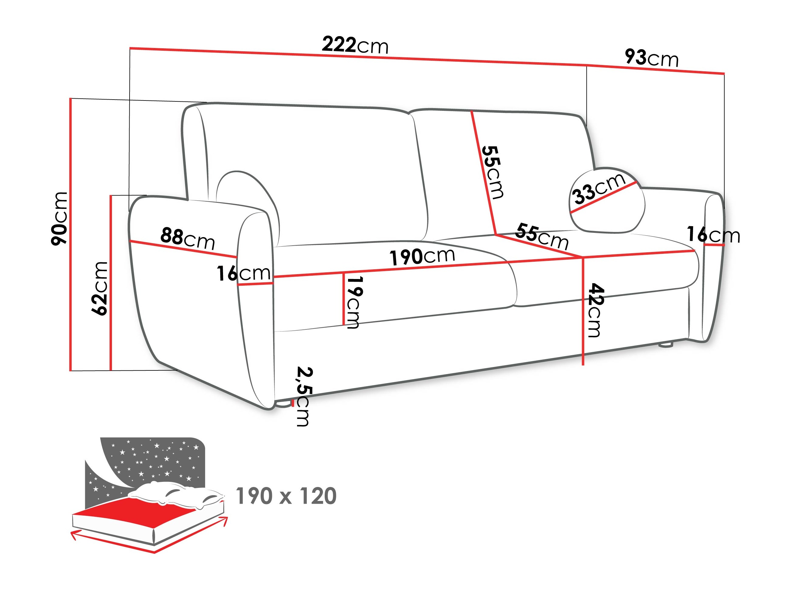 Canapé convertible Pagis (Taro 33)