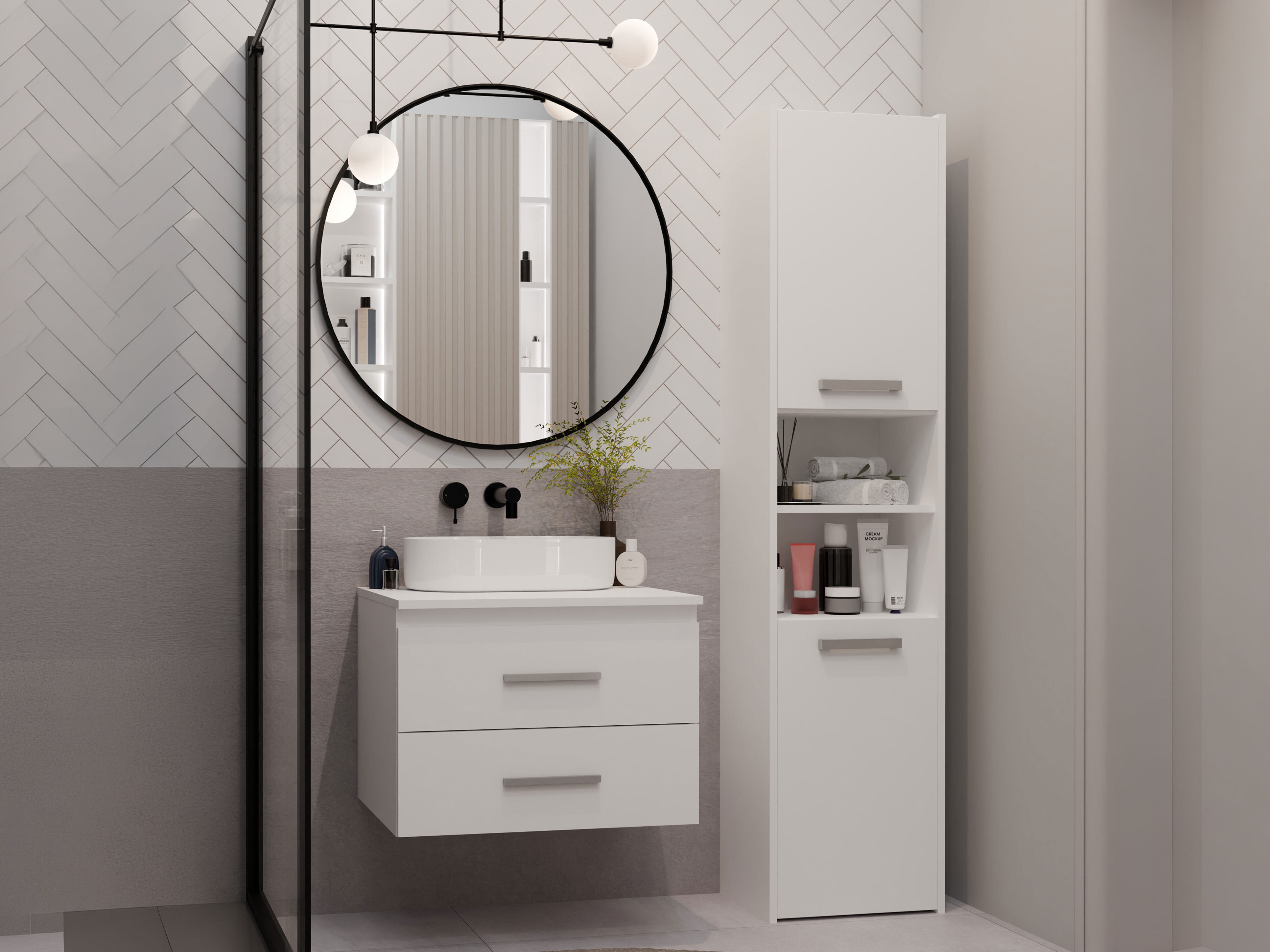 Armoire de salle de bains murale pour lavabo Nolmaru 112 (Blanc)