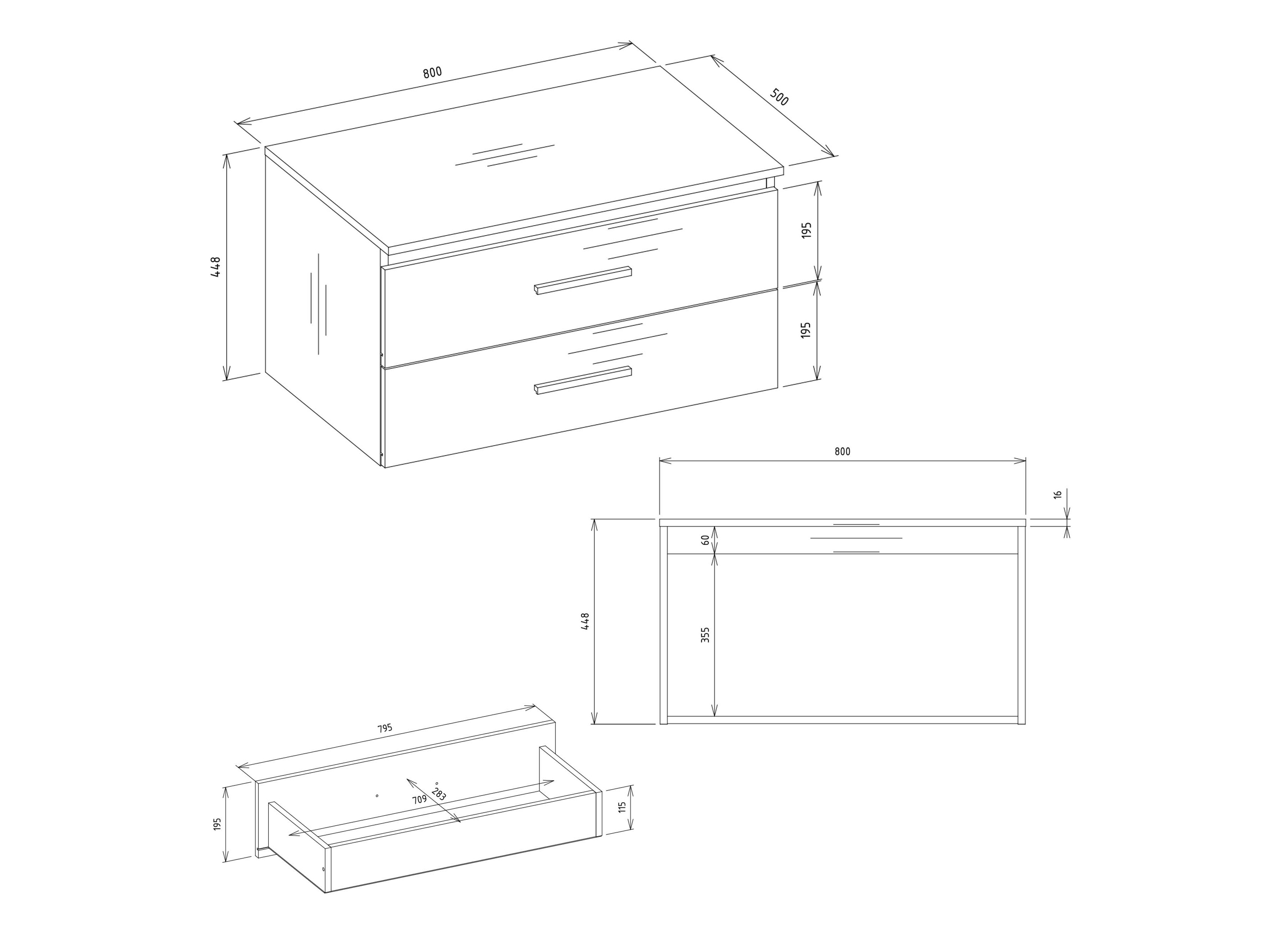 Armoire de salle de bains murale pour lavabo Nolmaru 113 (Chêne Artisan + Blanc)