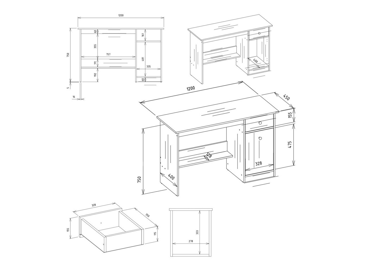 Bureau Mandeville 376 (Chêne Artisan)
