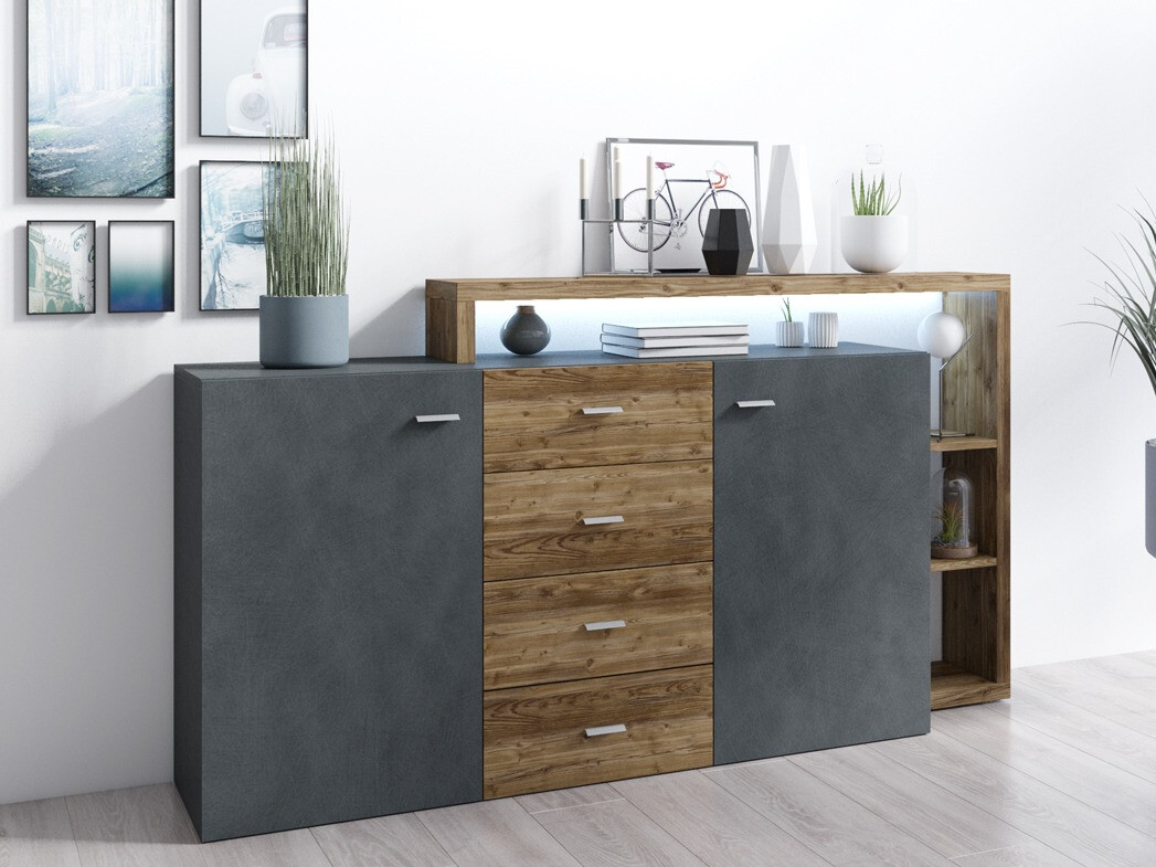 Commode Lutiva 106 (Matera gris + Épicéa foncé)
