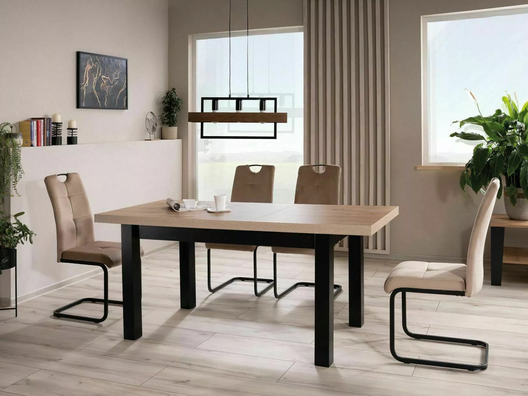 Table Detroit 976 (Noir + Chêne Artisan)