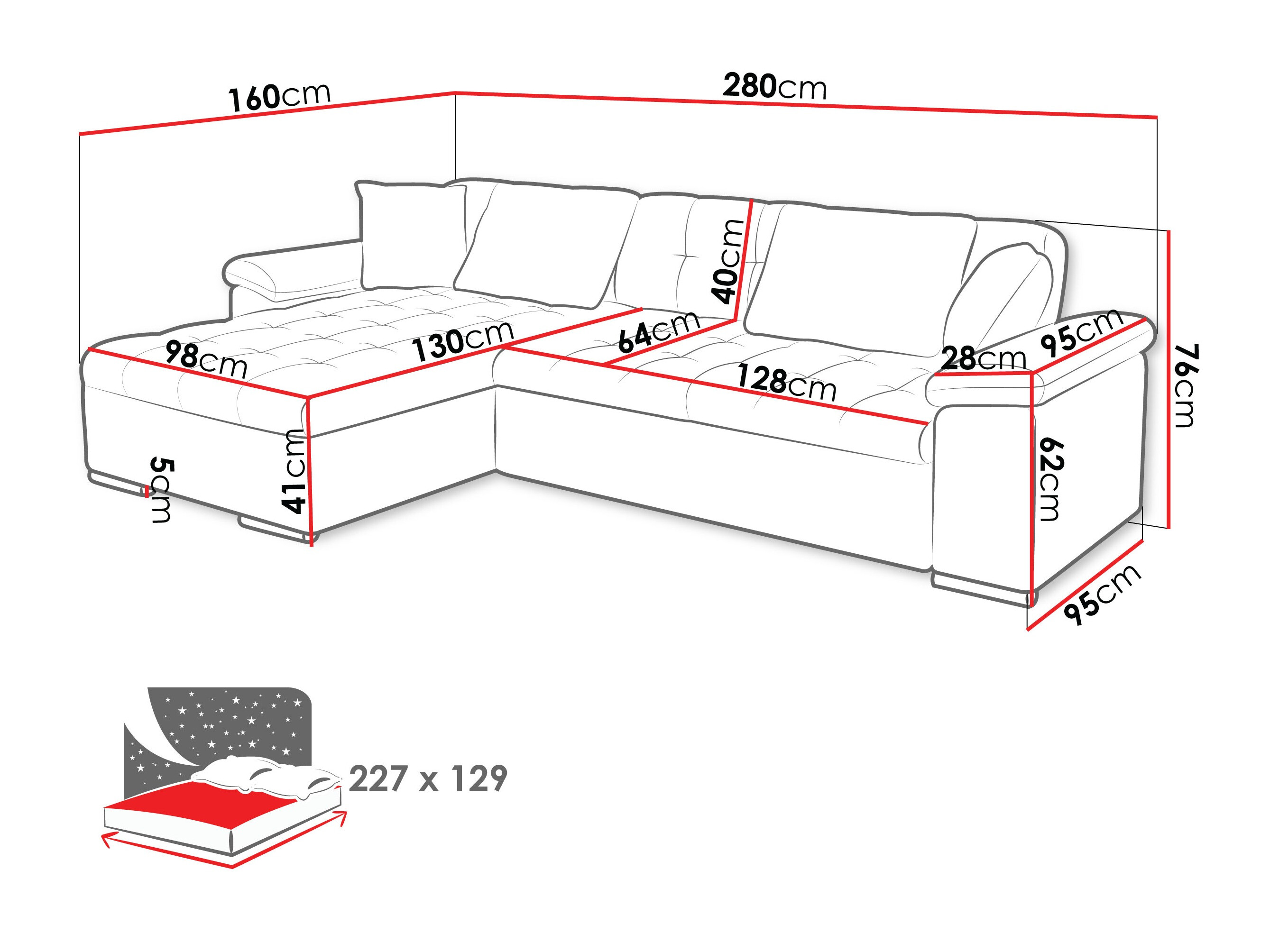 Canapé d'angle Comfivo Mica (Lumo 65)