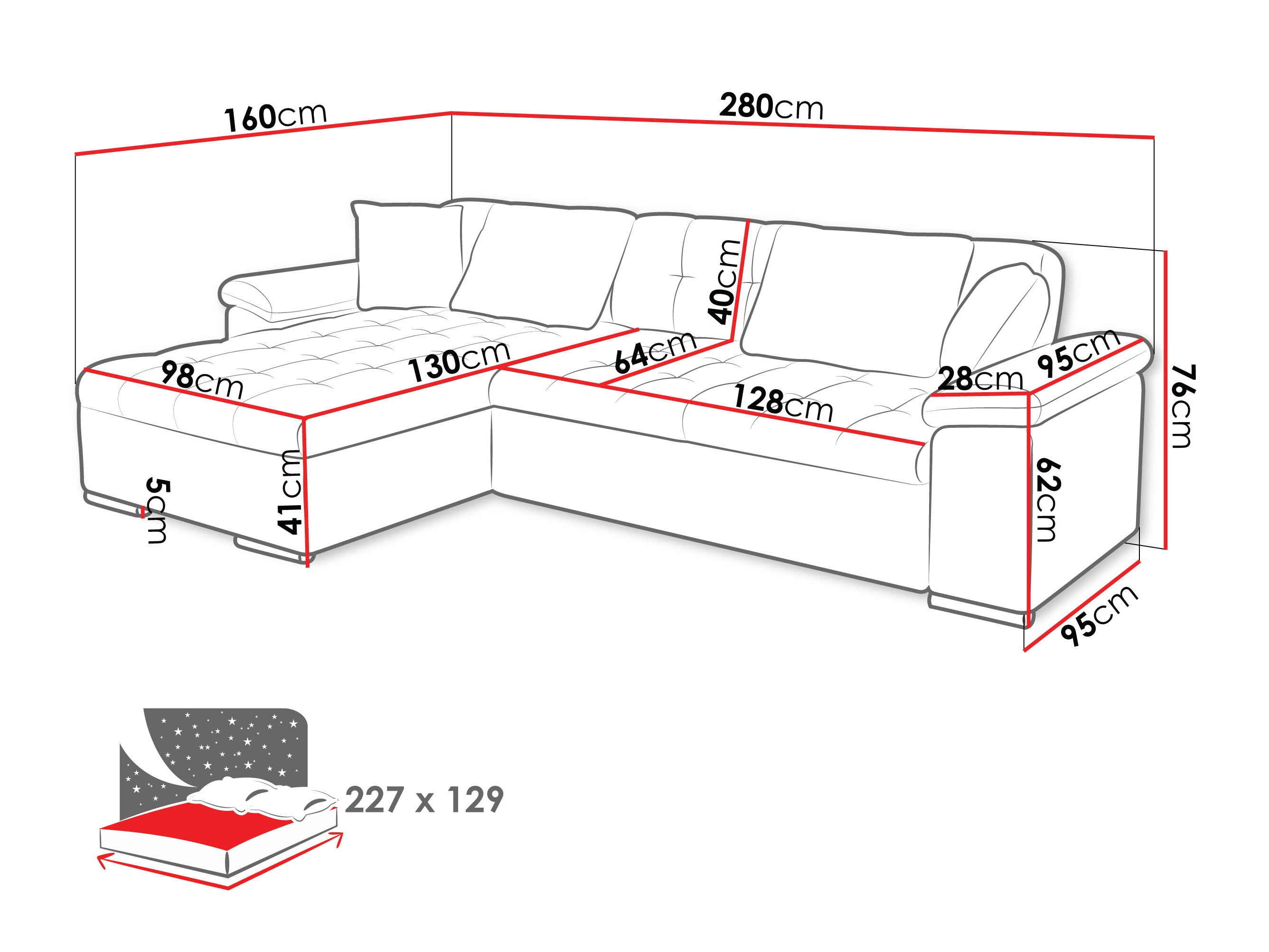 Canapé d'angle Comfivo Mica (Lumo 65)