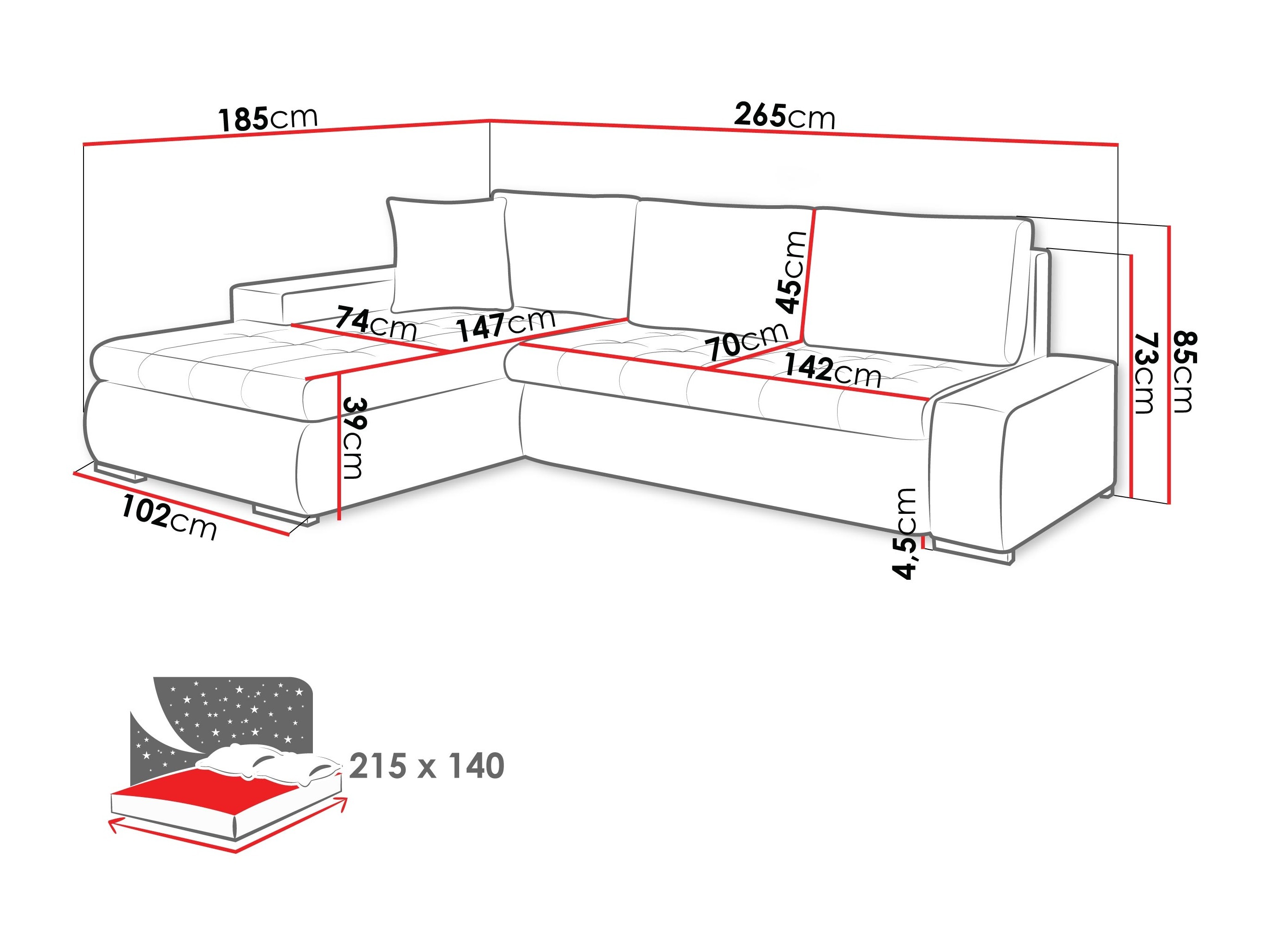 Canapé d'angle Comfivo Nitor (Lumo 55)