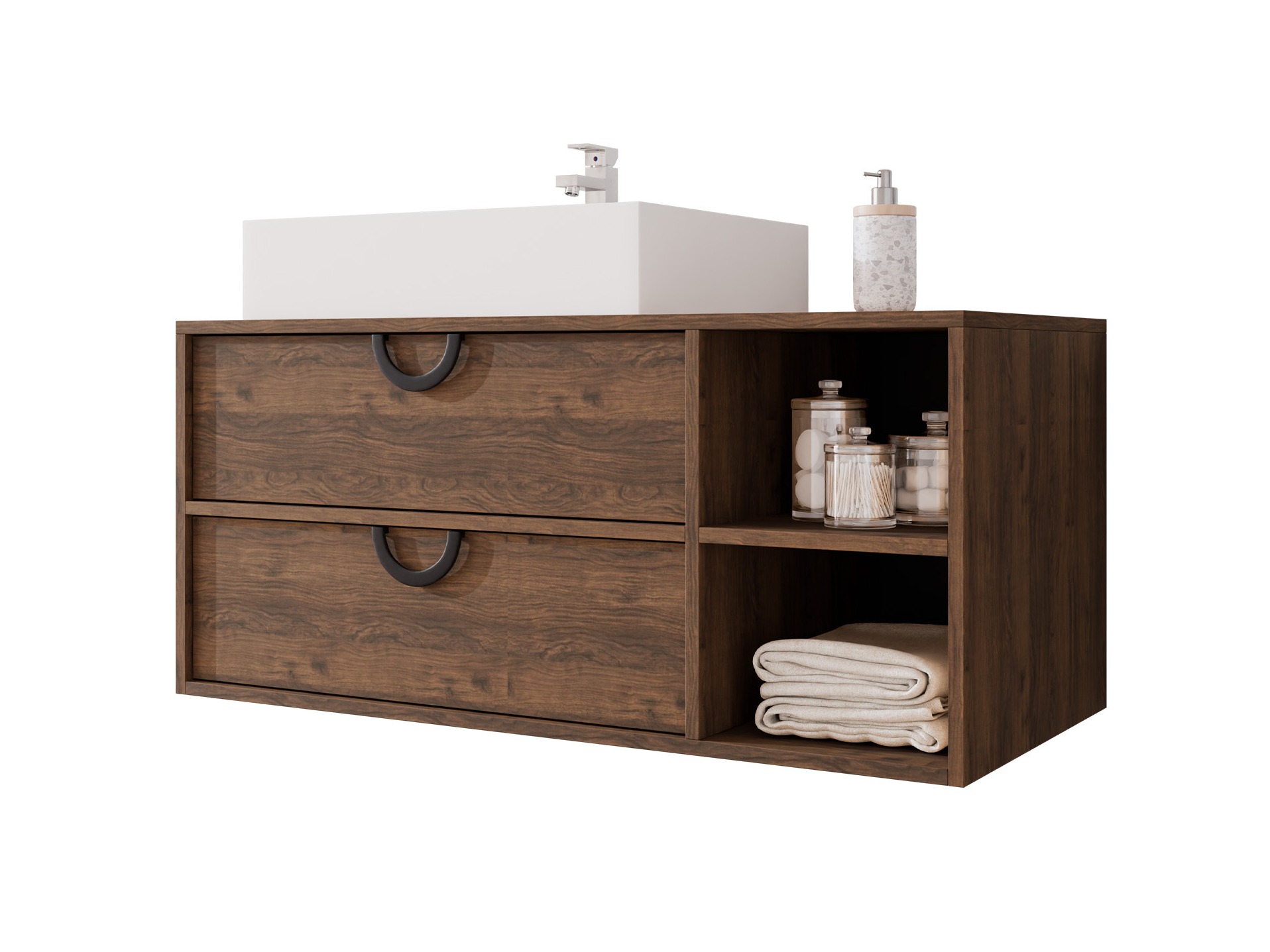Armoire de salle de bains murale pour lavabo Sodalis (Noyer)