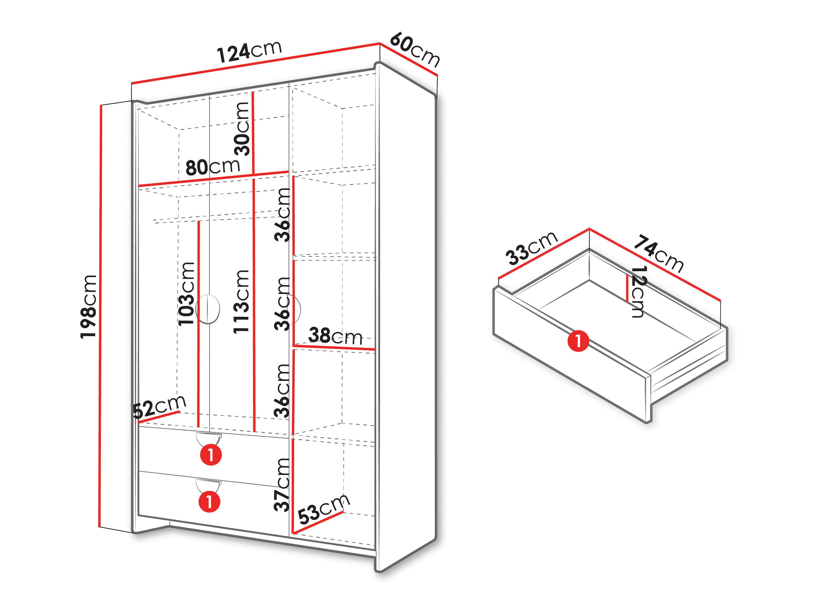 Armoire Fivelbi 100 (Bleu)